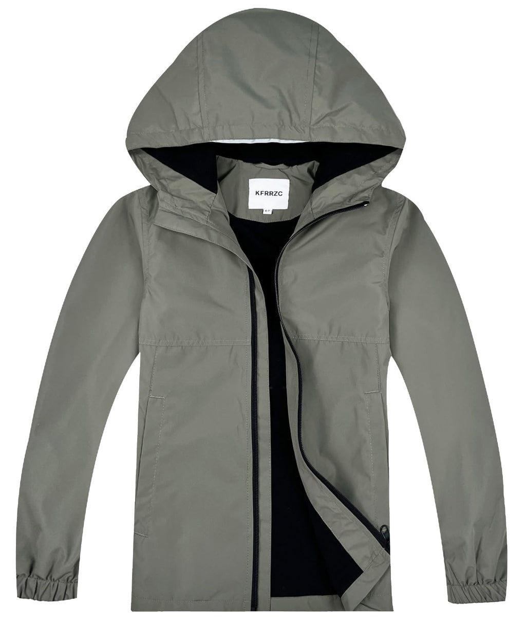 Boys Girls Rain Jackets Waterproof Hooded Fleece Raincoats Lightweight Windbreakers for Kids