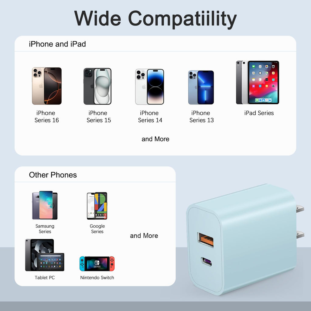 USB C Charger Block Charging Block Type C Charger 20W Wall Chargers 4 Pack for iPhone 16/16 Plus/16 Pro/16 Pro Max/iPhone 15/15 Pro/15 Pro Max/14/13/12 Pro/Samsung//Android(Black)