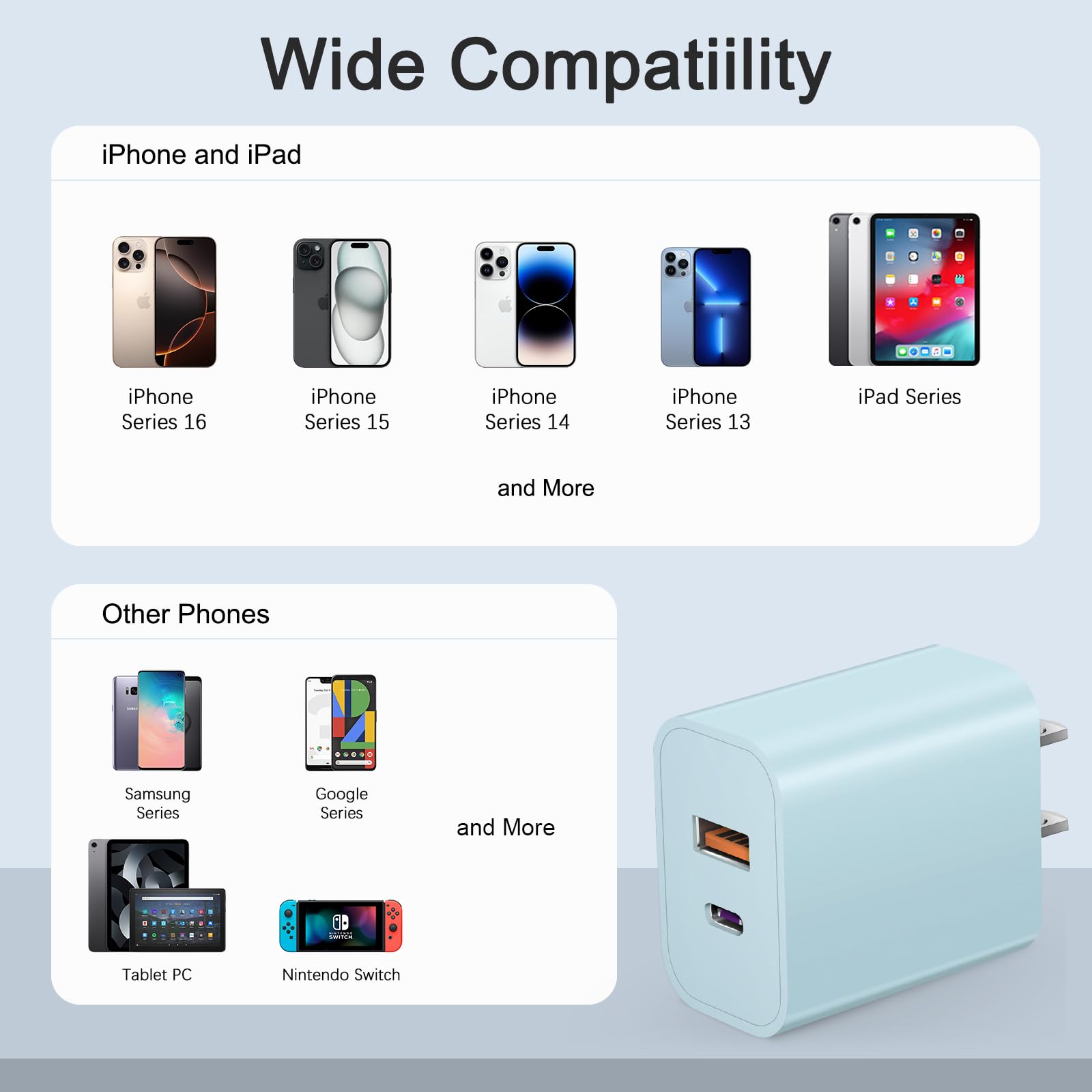 USB C Charger Block Charging Block Type C Charger 20W Wall Chargers 4 Pack for iPhone 16/16 Plus/16 Pro/16 Pro Max/iPhone 15/15 Pro/15 Pro Max/14/13/12 Pro/Samsung//Android(Black)