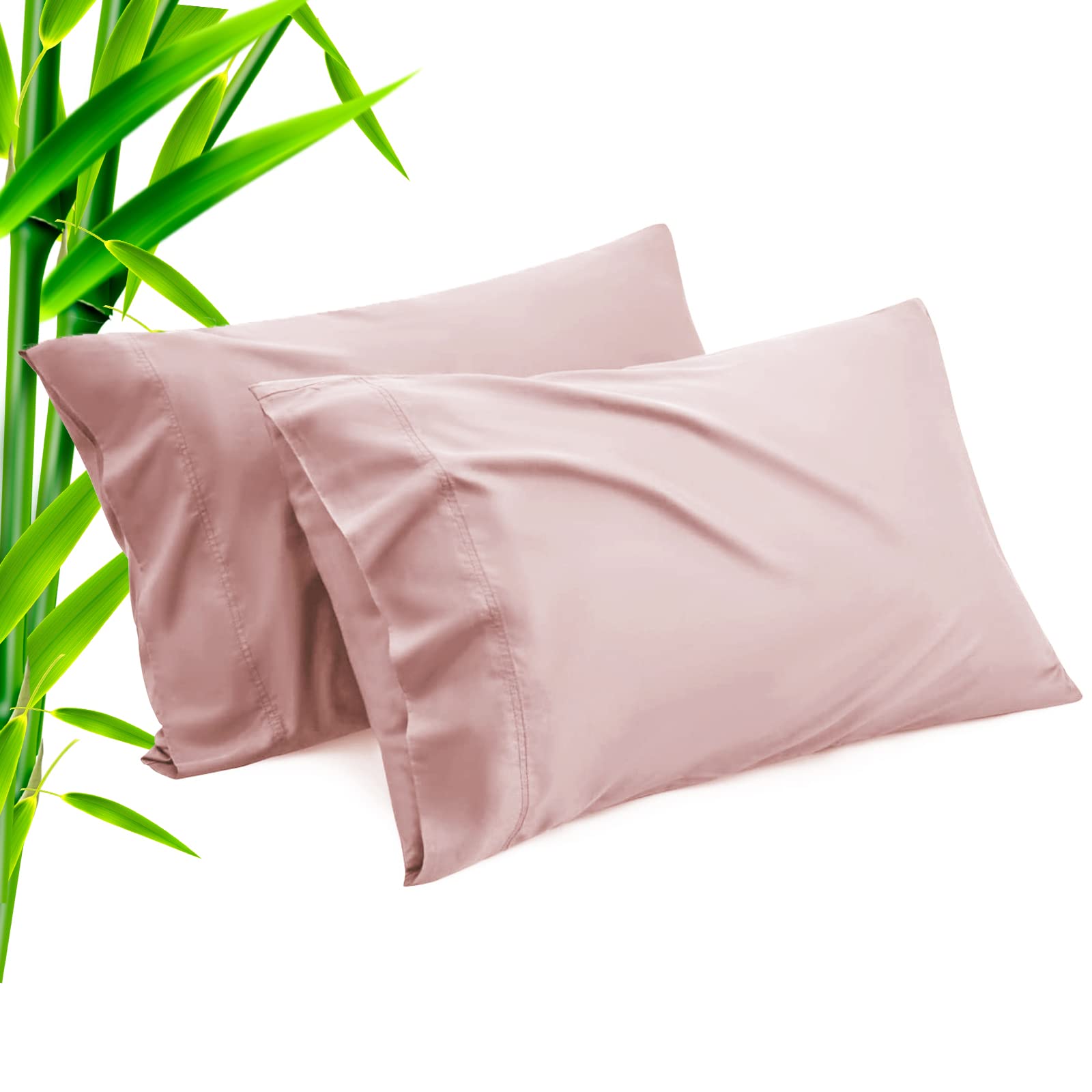 Pillow Cases Standard Size 2 Pack, Bamboo Rayon Cooling Pillowcases with Envelope Closure, Cool Breathable Pillow Case for Hot Sleepers & Night Sweats, 20x26 inches, Aqua Blue
