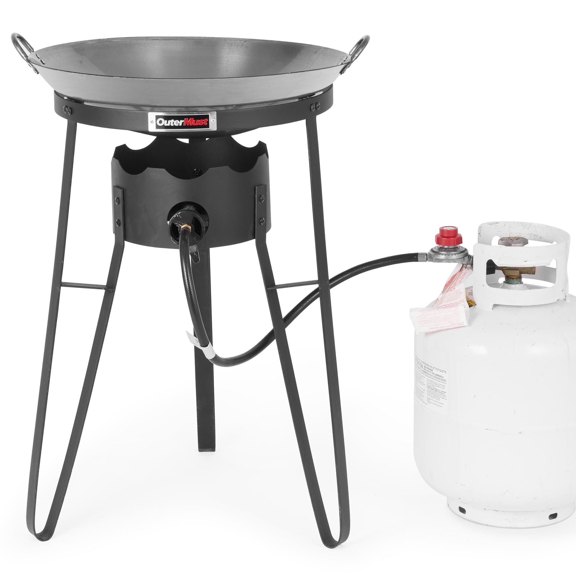 OuterMust Outdoor Cooker Wok Station with Cover, Iron Wok, Electronic Ignition and Burner 54000 BTU for BBQ, Backyard