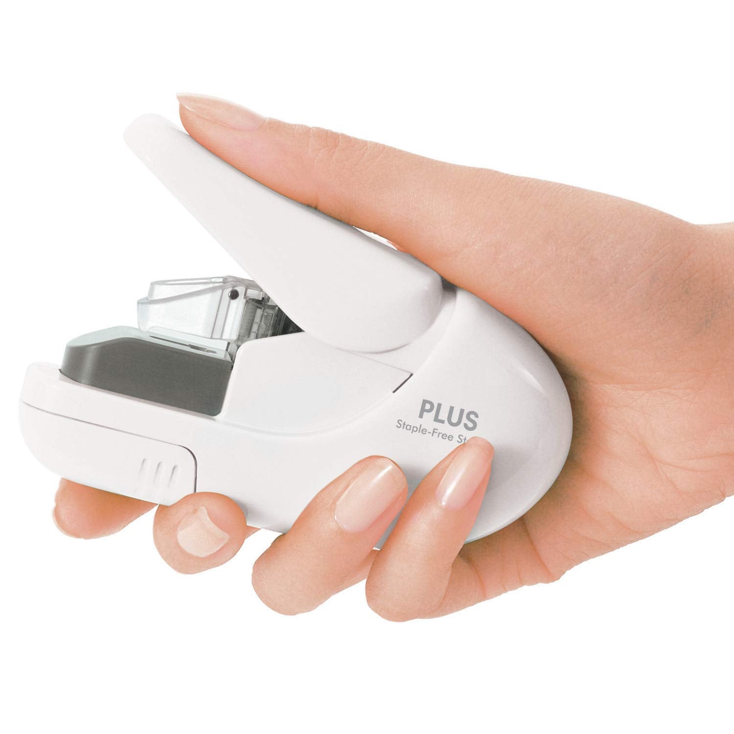 Plus Paper Clinch Compact Staple-Free Stapler, Blue Turquoise