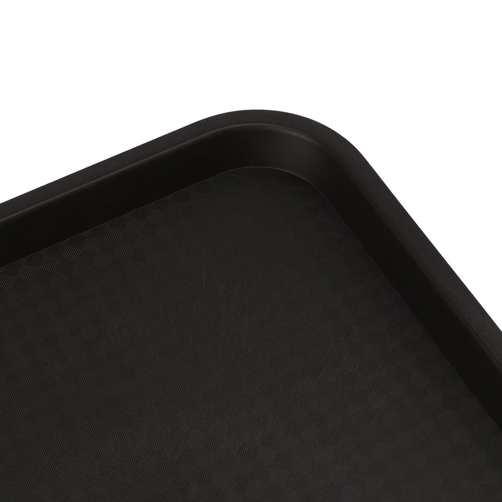 ZOENHOU 6 Pack 14 x 10 Inch Fast Food Tray, Rectangular Cafeteria Serving Trays, Plastic Trays for Food, Black