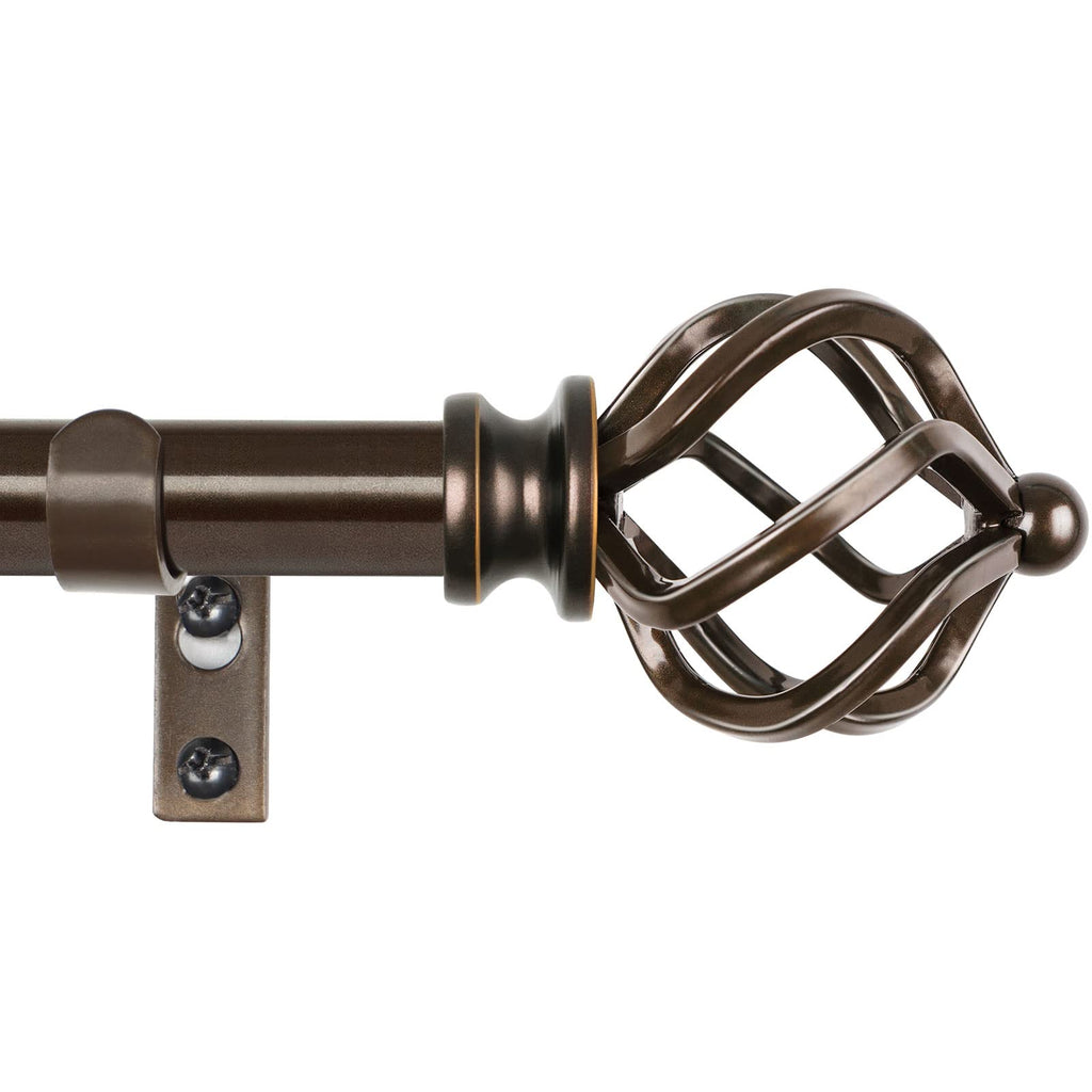 KAMANINA Silver Curtain Rod 32 to 58 Inch(2.6-4.8ft), Adjustable Curtain Rods for Windows 28 to 48 Inch, 3/4 Inch Splicing Drapery Rods with Twisted Cage Finial