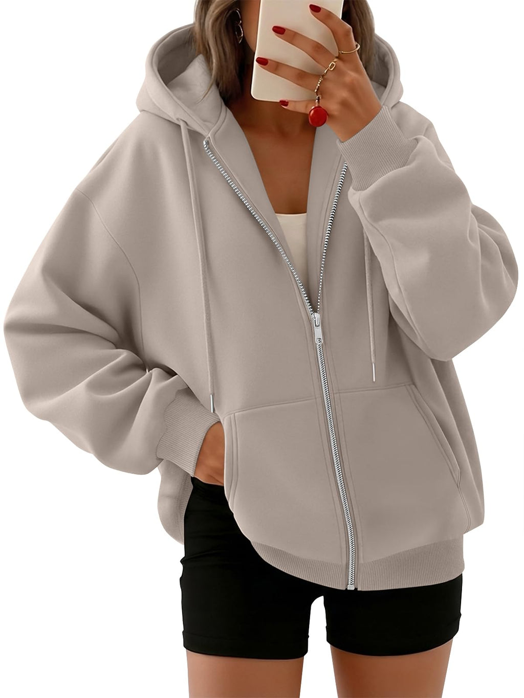 Trendy Queen Womens Zip Up Hoodies 2026 Oversized Sweatshirt