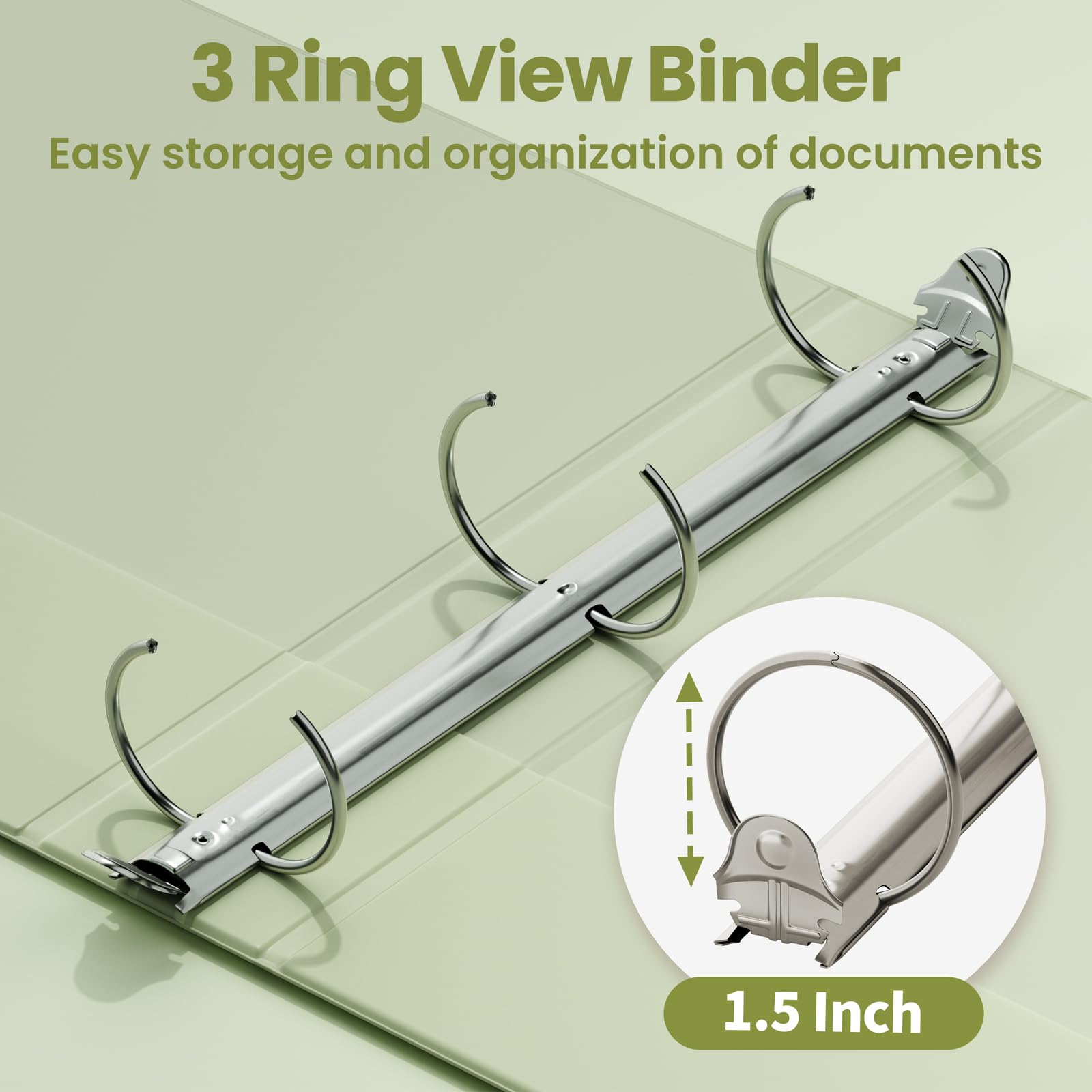 SUNEE 3 Ring Binder 1/2 Inch 1 Pack, Clear View Binder Three Ring PVC-Free (Fit 8.5x11 Inches) for School or Office Supplies, Black