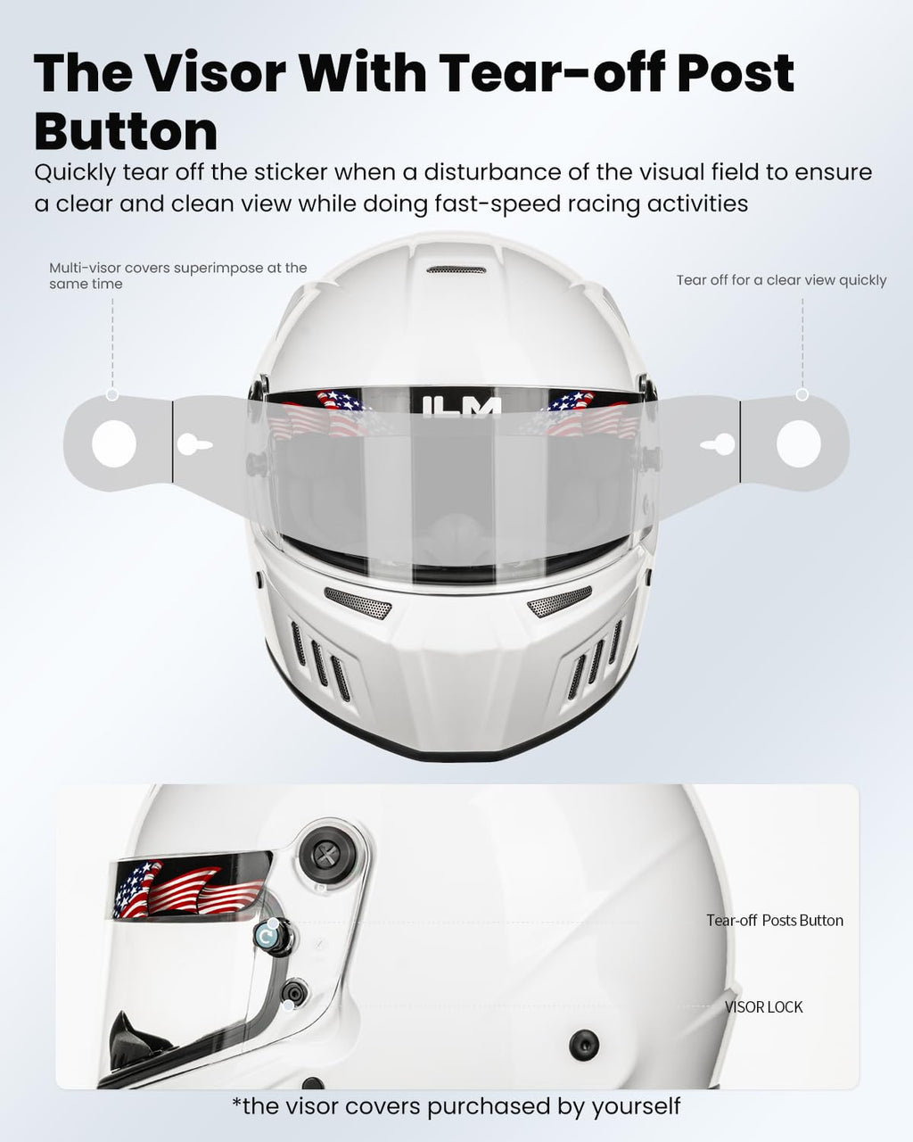 ILM Snell SA2025 Full Face Auto Racing Helmets Lightweight Fiberglass for Adult Men and Women Model 890