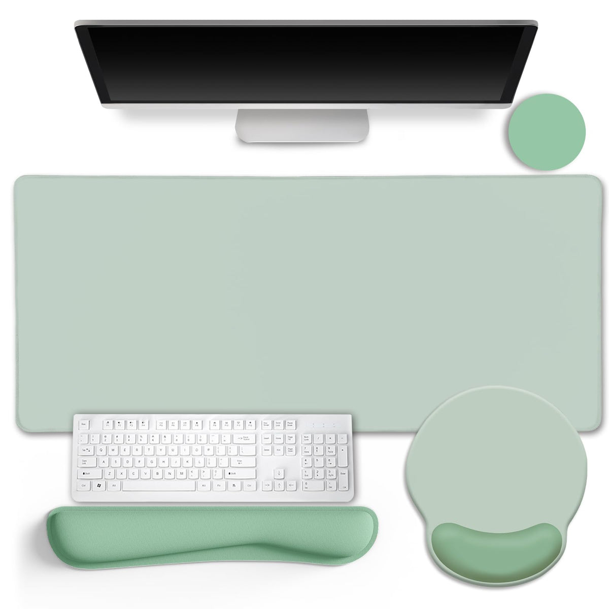 Black Striped Ergonomic Large Desk Mat Set with Wrist Rest