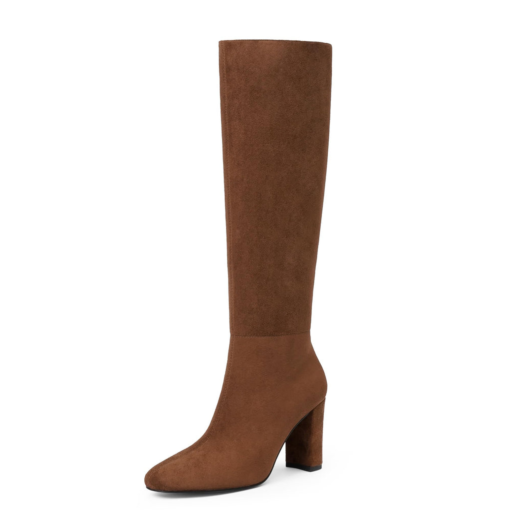 Modatope Knee High Boots for Women Chunky Heel Rounded Toe Womens Tall Boots