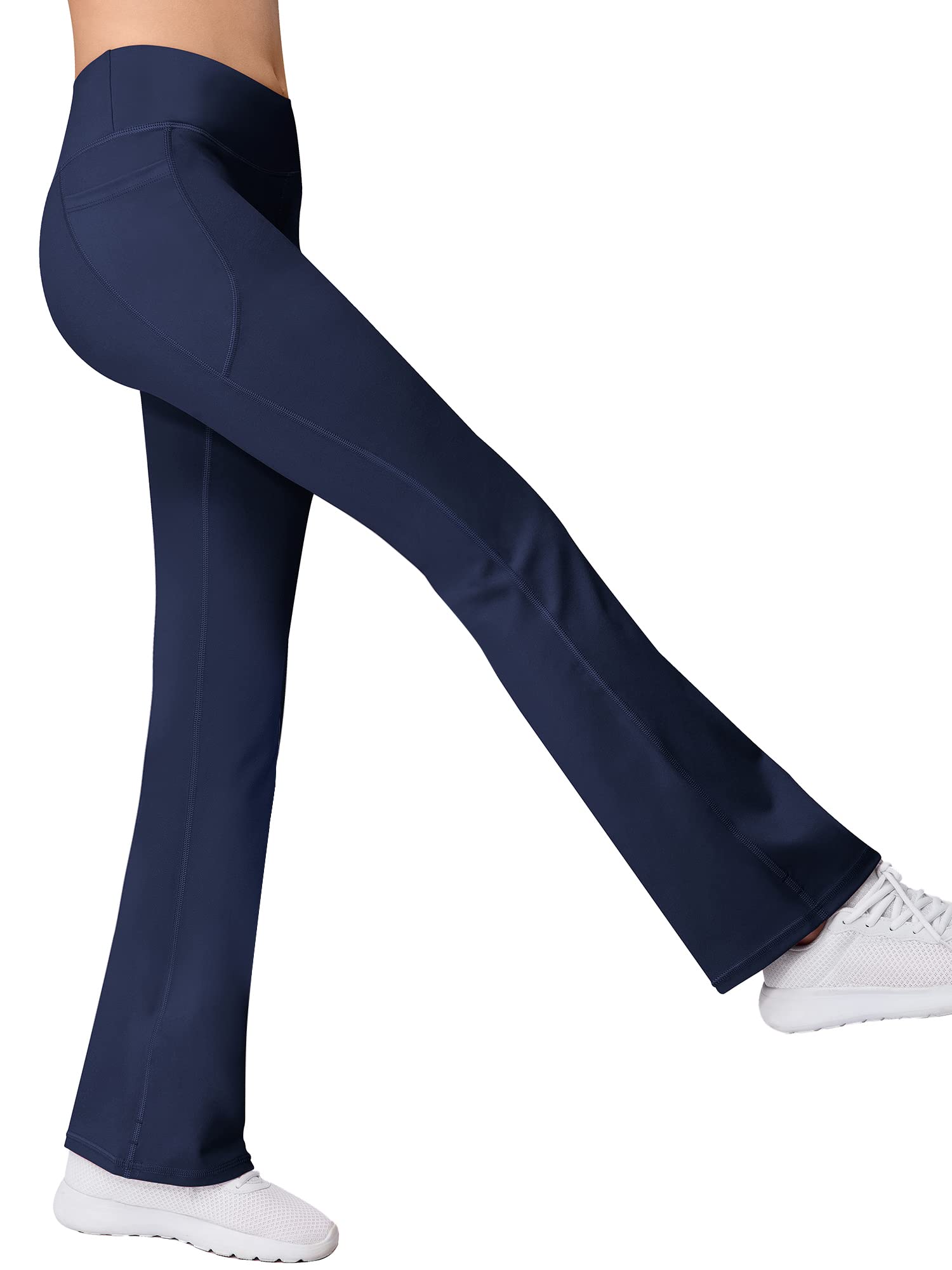 AENLLEY Girl Yoga Flare Wide Leg Tummy Control Stretchy Pants for Causal with Pockets 3 Pack