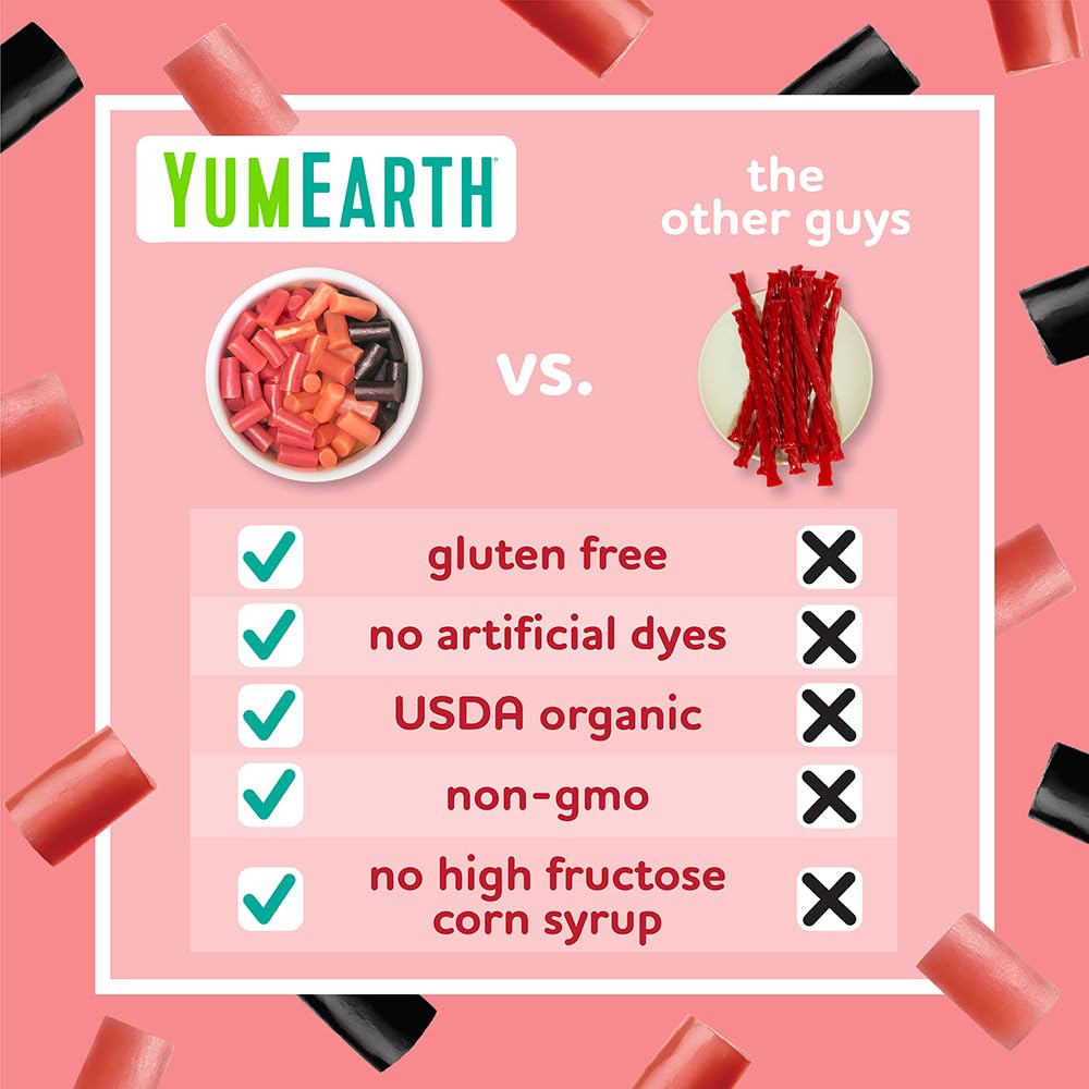 YumEarth Organic Gluten Free Licorice Snack Packs - Allergy Friendly, Gluten Free, Non-GMO, Vegan, No Artificial Dyes - 5 Ounce (Pack of 6) (Black)