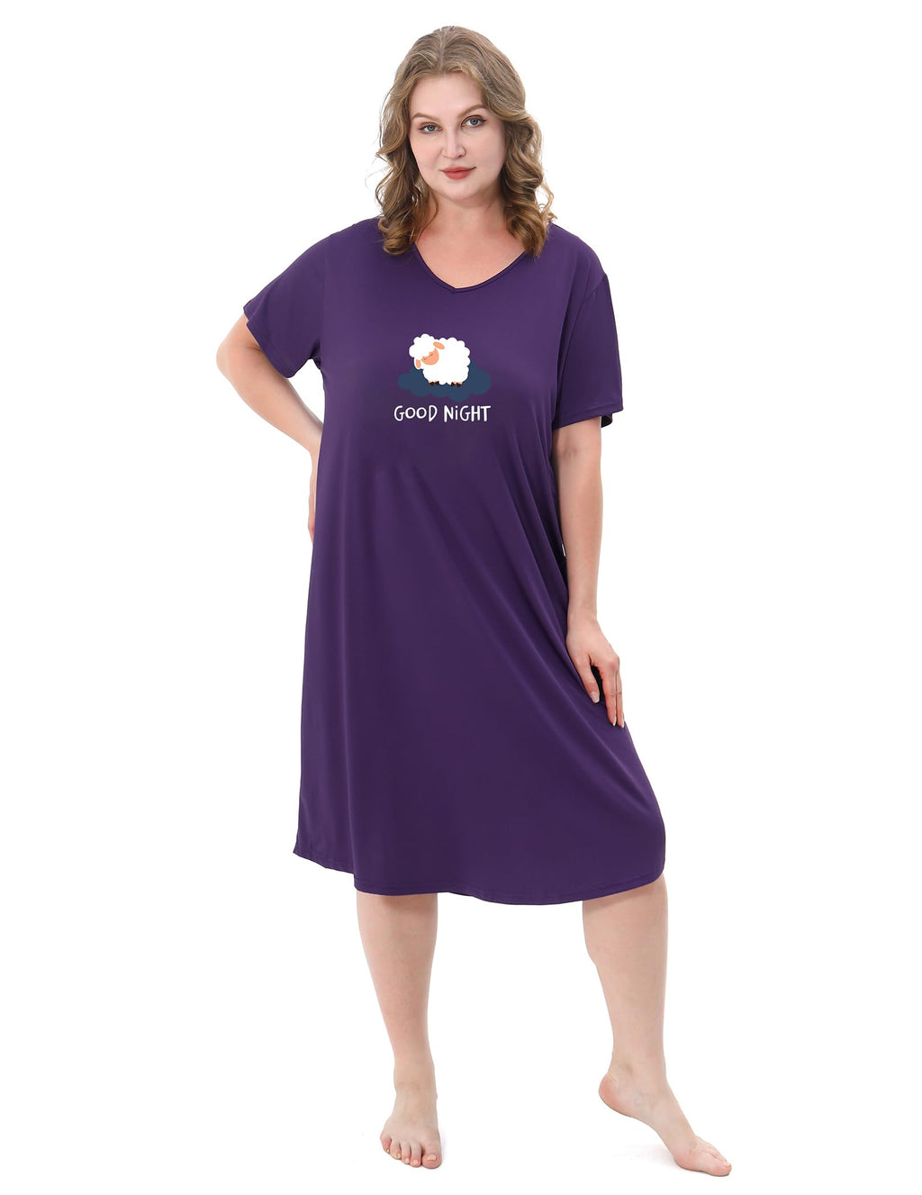 3 Pack Plus Size Women's Nightgown Soft Print Nightshirts for Women Short Sleeve Sleepwear