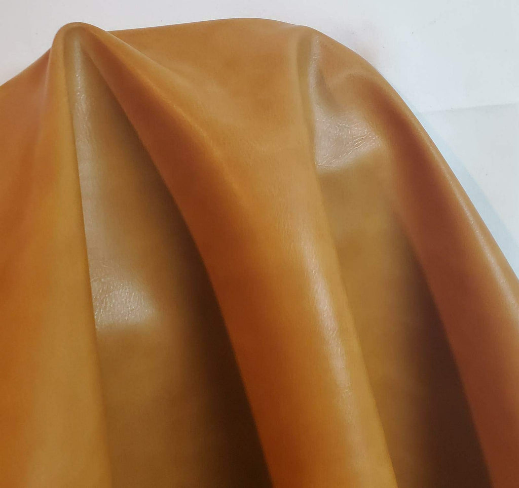 NAT Leathers™ | Acorn Brown Crazy Horse Soft Faux Leather Sheet PU (Peta Approved Vegan) | by The Yard Synthetic Pleather 0.9 mm Thick | 1 Yard (36 x 54 inch) Smooth Upholstery | Acorn, 1 Yard