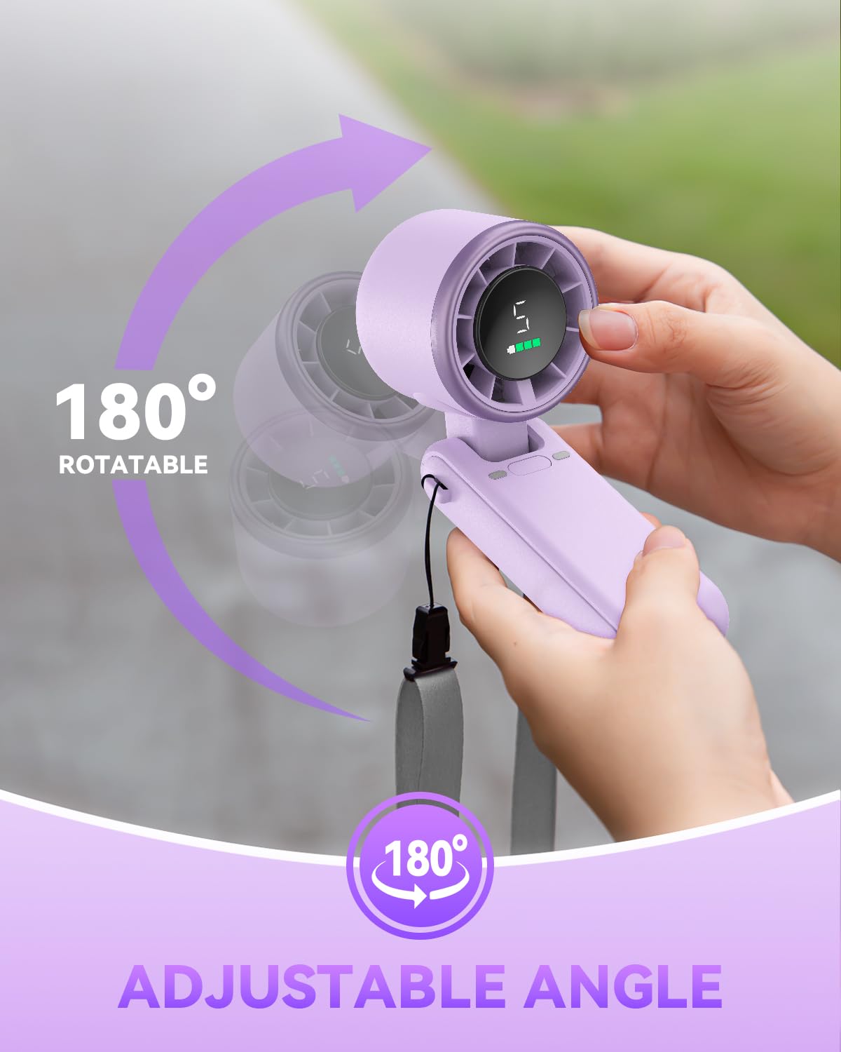 PlayHot Portable Handheld Turbo Fan, 5 Gear Wind, USB-C Rechargeable Fan, Up to 12 Working Hours, 3 IN 1 Hand Fans with Air Turbo Tech Cooling Fan for Outdoor Activities, Travel, Beach (Black)