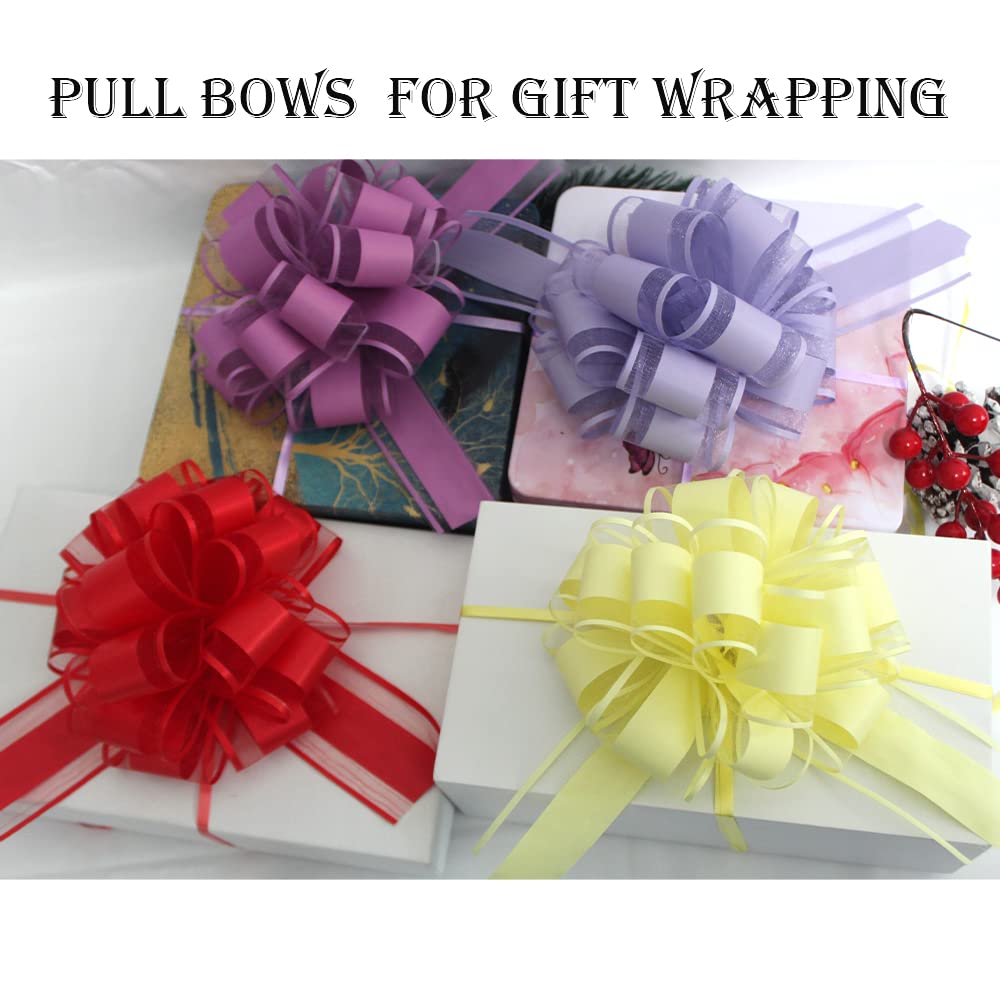 6 PCS Large Pull Bows,Bow for Gift Wrapping,6 inches,Christmas Party Birthday Gift Wedding Ribbon Bows for Wrapping Boxes or Flower Decorations, Valentine's Day Gift Decorations
