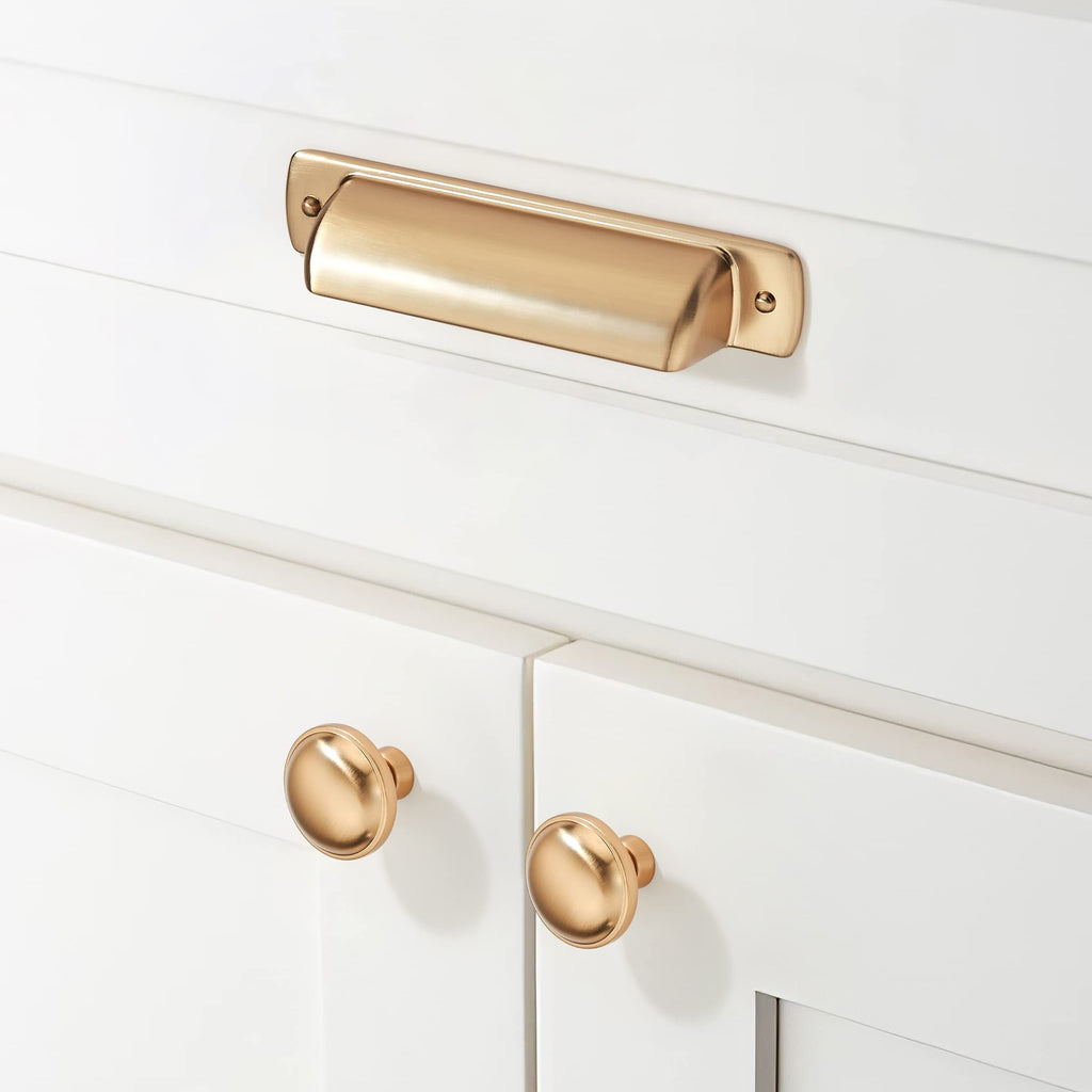 khtumeware 6 Pack 3 Inch(76mm) Kitchen Cabinet Handles Brushed Gold,Brushed Brass Cabinet Pulls Kitchen Cabinet Hardware, Furniture Pulls for Bathroom Cupboard Drawer Handles Dresser Pulls