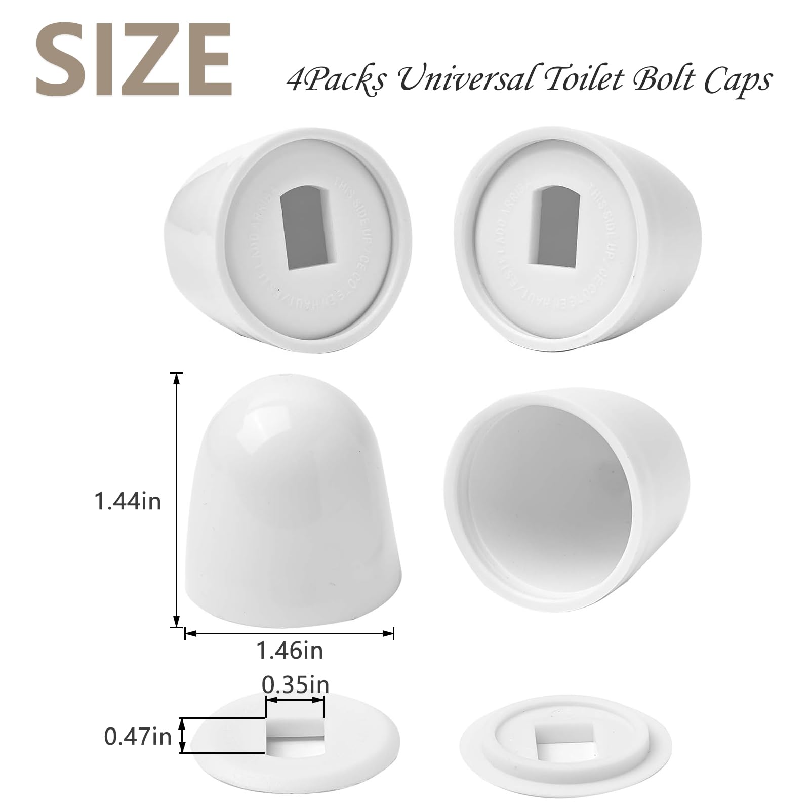 MENNTY Black Polar Bear Toilet Bolt Covers Decorative - 2 Glossy Black Ceramic Toilet Bolt Caps + 4 Universal Toilet Caps for Bottom of Toilet, Modern Monochrome Bathroom Decor