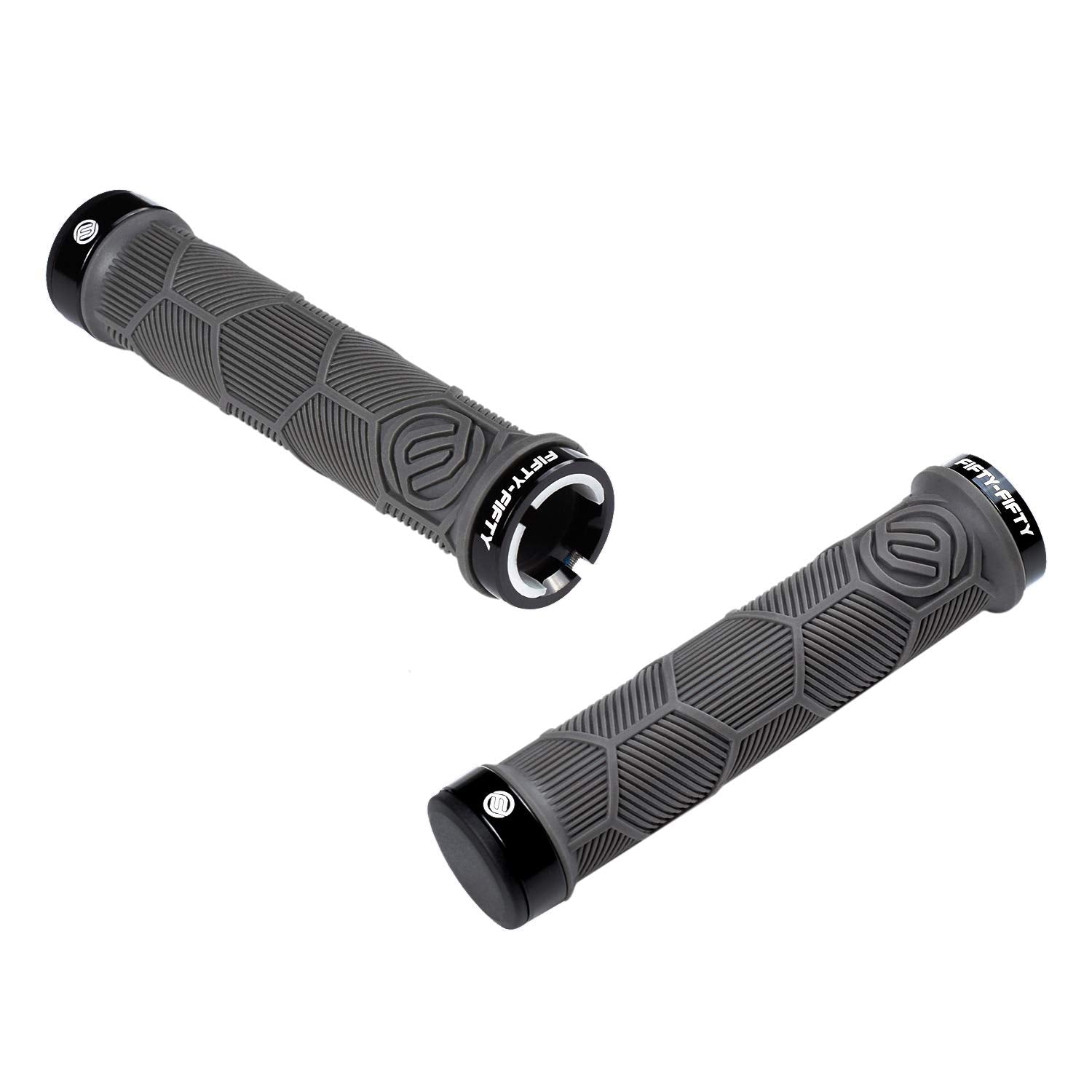 FIFTY-FIFTY Double Lock-On Mountain Bike Grips, Bicycle Handlebar Locking Grips, Non-Slip MTB Handle