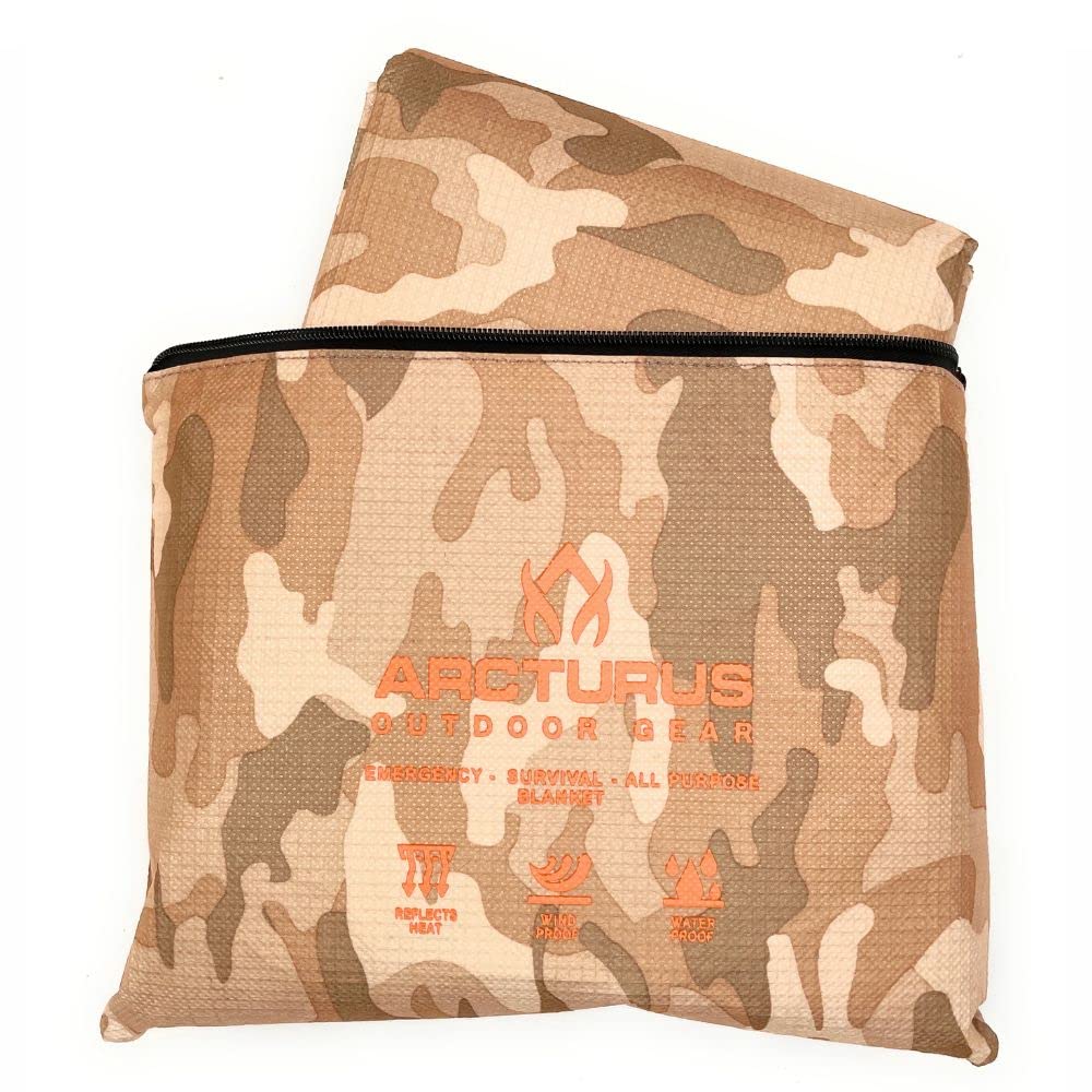 Arcturus Insulated Tarp, Reusable Heavy Duty Thermal Survival Blanket – 60x82in, Reflects 90% Body Heat, Waterproof, Windproof, 3-Layer Design, Reinforced Grommets, Black