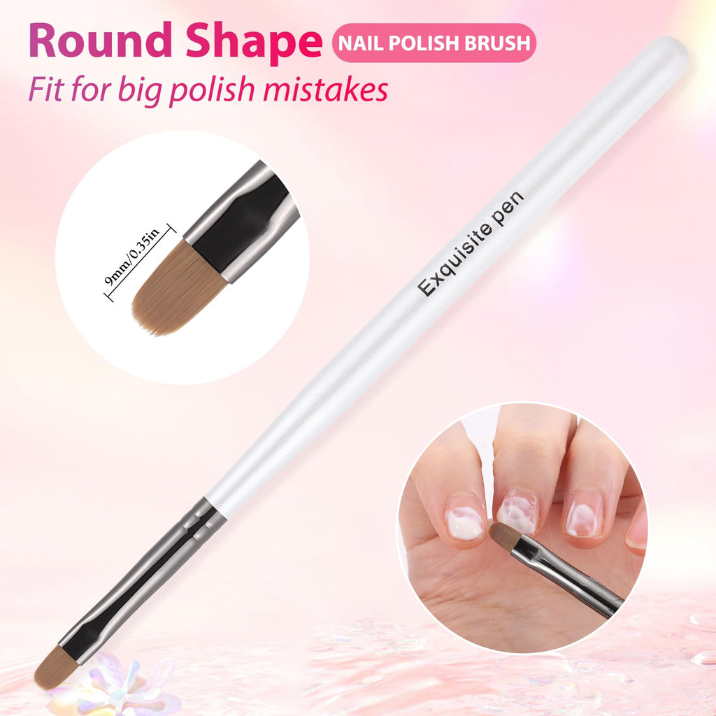 Nail Art Clean Up Brushes,Nail Brushes for Cleaning Polish Mistakes on the Cuticles, Acetone Resistant Nail Brush, Fingernail Cleaning Brushes for Nail Art and Designs (2 Pcs Round&Angled)
