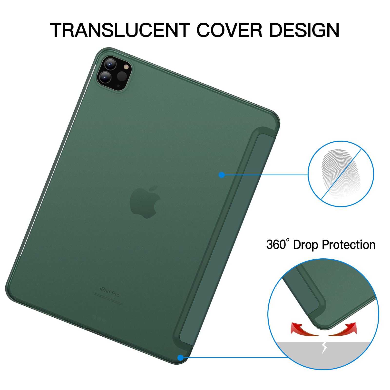 JETech Case ONLY for iPad Pro 11-Inch, 2022/2021/2020/2018 Model, Compatible with Pencil, Cover Auto Wake/Sleep (Black)