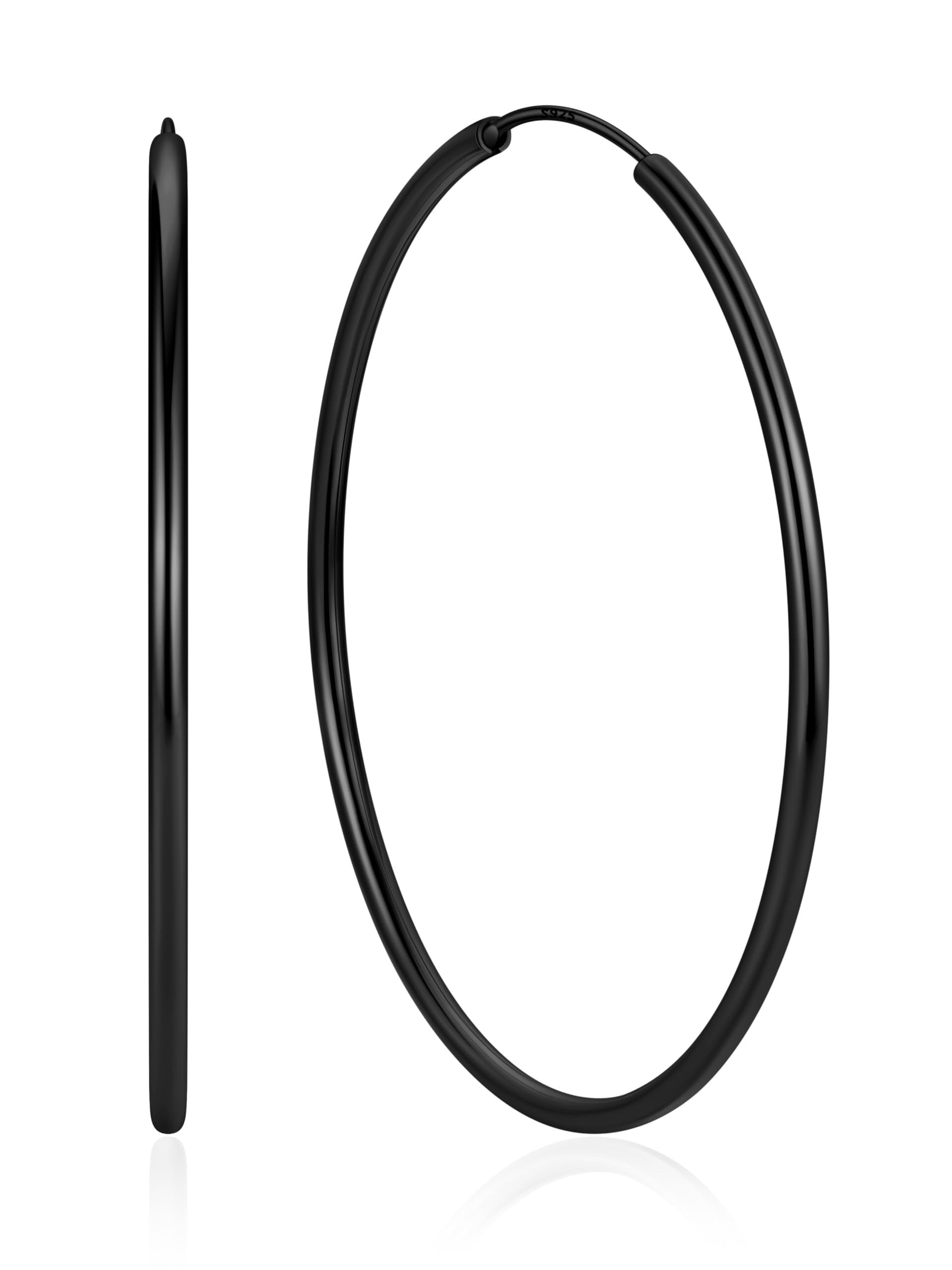 ChicSilver 925 Sterling Silver Hoop Earrings for Women Hypoallergenic, Lightweight Large Gold Plated Silver Hoop Earrings, Endless Hoops Earring 20/30/40/50/60/70MM