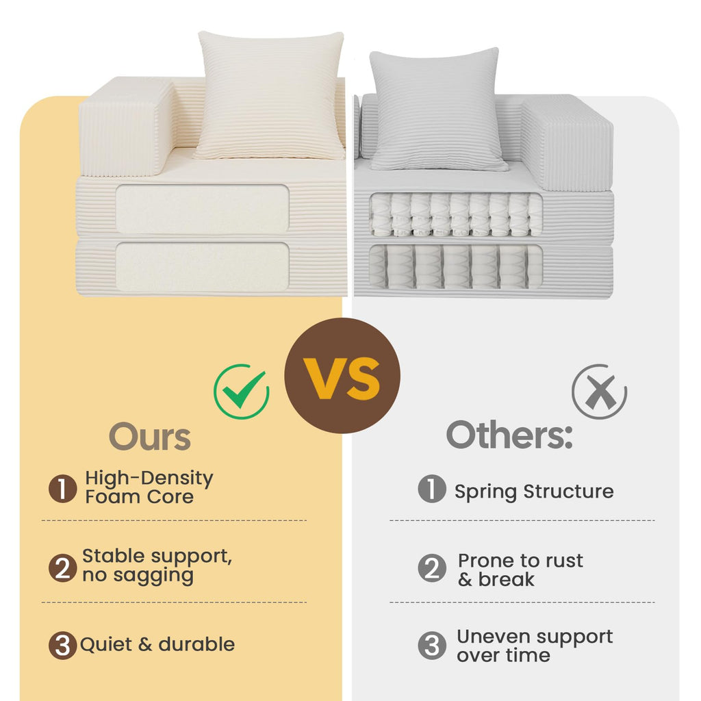 COMAX Futon Sofa Bed, 4‑in‑1 Convertible Sofa Bed, Folding Boneless Couches | Boneless Couch for living room, Fold Out Small Foldable Loveseat Floor Sleeper Mattress Lounge Space‑Saving, Ash Gray
