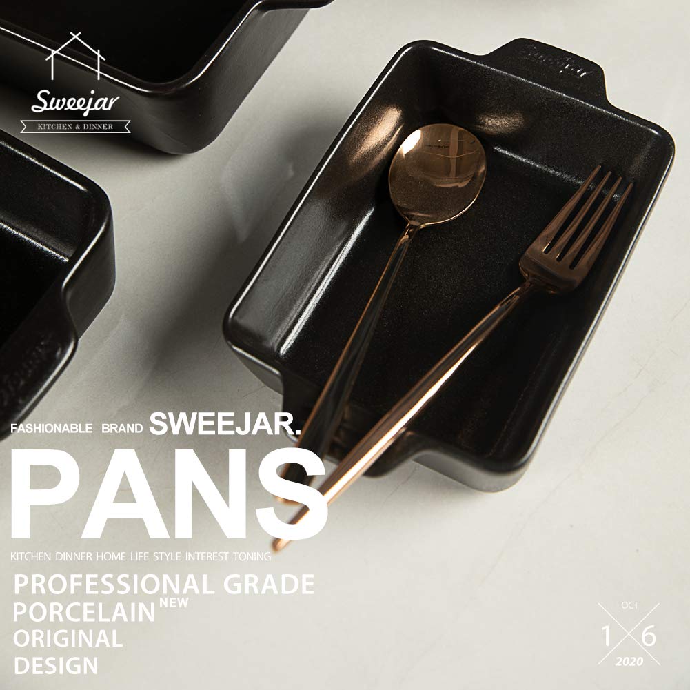 Sweejar Ceramic Bakeware Set, Rectangular Baking Dish for Oven Lasagna Pans for Cooking, Kitchen, Cake Dinner, Banquet and Daily Use, 11.8 x 7.8 x 2.76 Inches of Casserole Dishes (Beige)