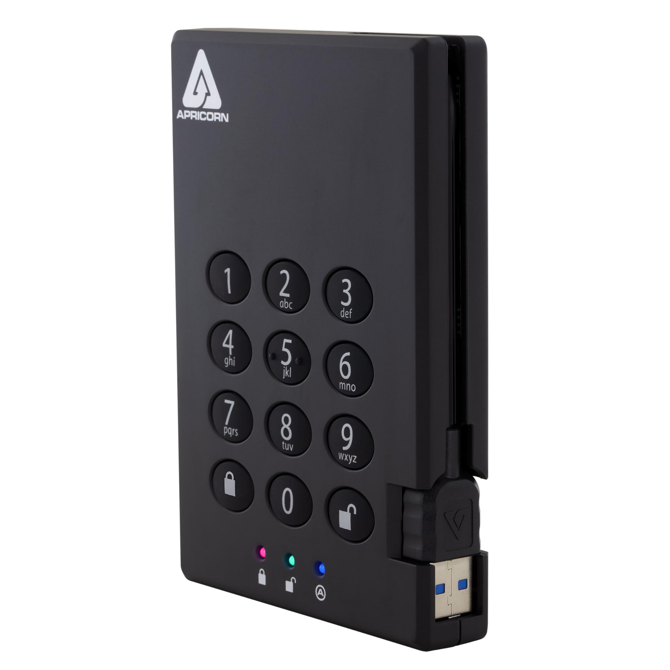 Apricorn 500GB Aegis Padlock USB 3.0 256-bit AES XTS Hardware Encrypted Portable External Hard Drive (A25-3PL256-500)