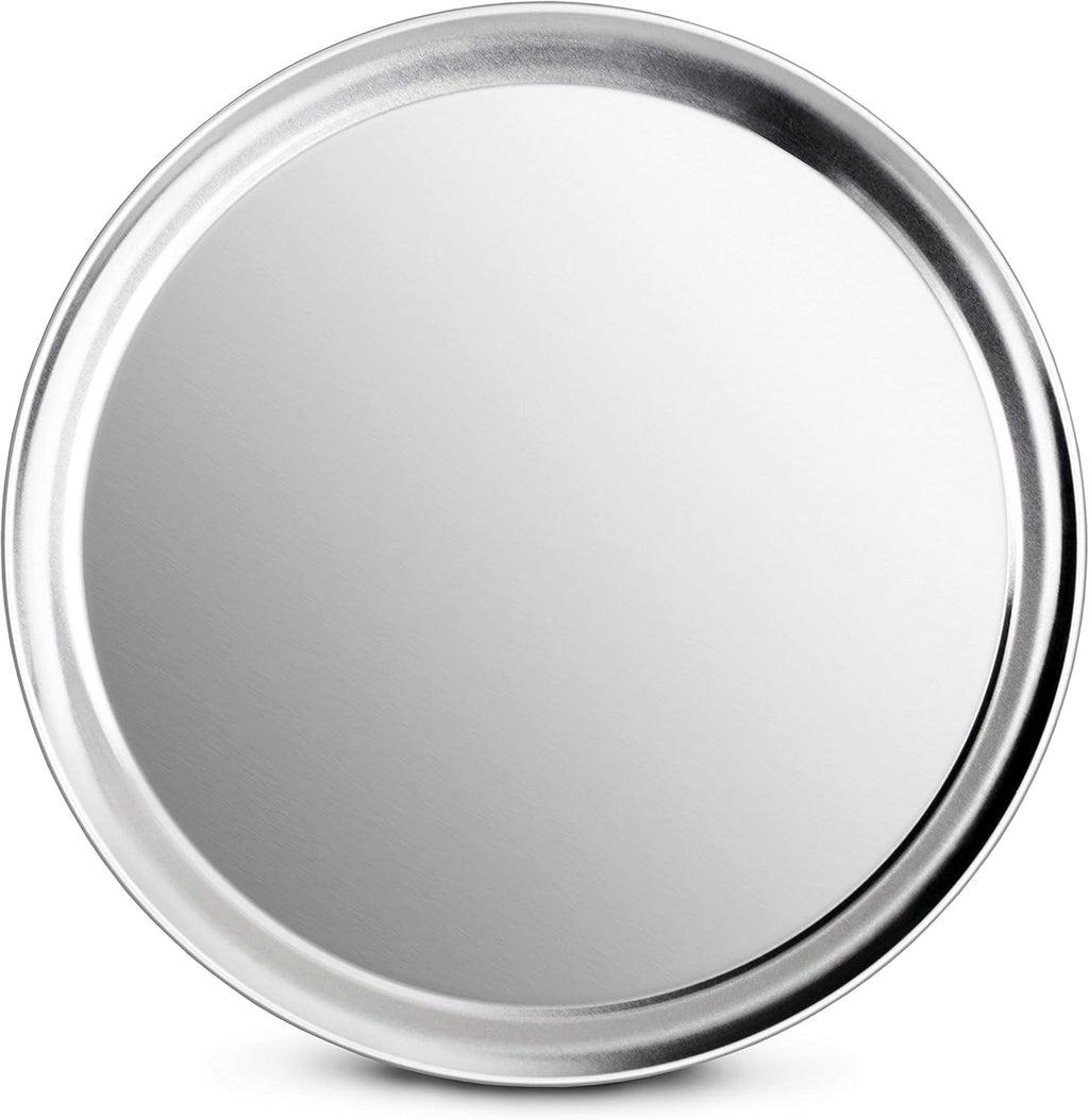New Star Foodservice Restaurant-Grade Aluminum Pizza Pan/Tray, Wide Rim, 8 Inch, Pack of 6