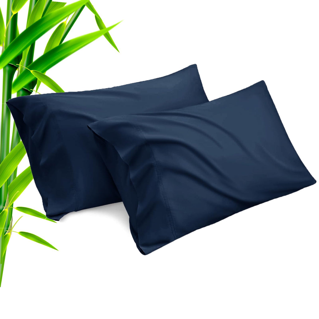 Pillow Cases Standard Size 2 Pack, Bamboo Rayon Cooling Pillowcases with Envelope Closure, Cool Breathable Pillow Case for Hot Sleepers & Night Sweats, 20x26 inches, Aqua Blue