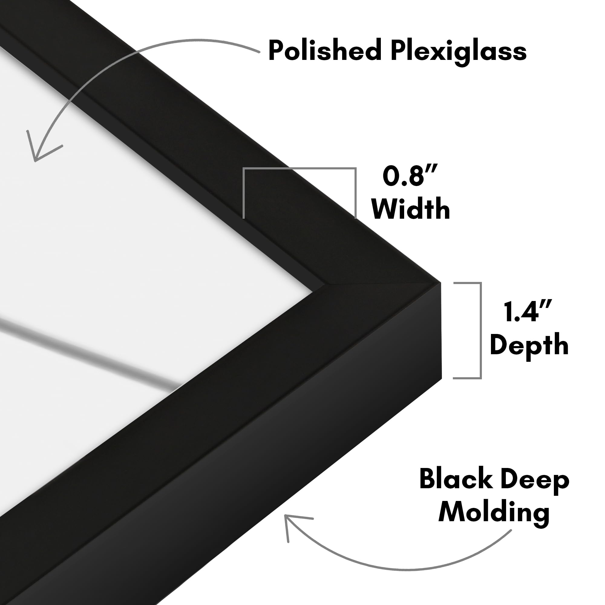 Americanflat 5x7 Picture Frame with Shatter-Resistant Glass - Soho Collection - Gallery Style Deep Molding Picture Frames for Tabletop and Wall Display - Black