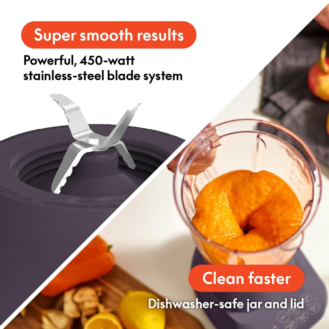 bella 10 Speed Countertop Blender, Juicer & Smoothie Maker, Fits-anywhere™ Kitchenware, Slim Flip & Store Design, Dishwasher Safe 48oz Capacity Pitcher & Lid, Stainless Steel Blade, 450 Watt, Blossom