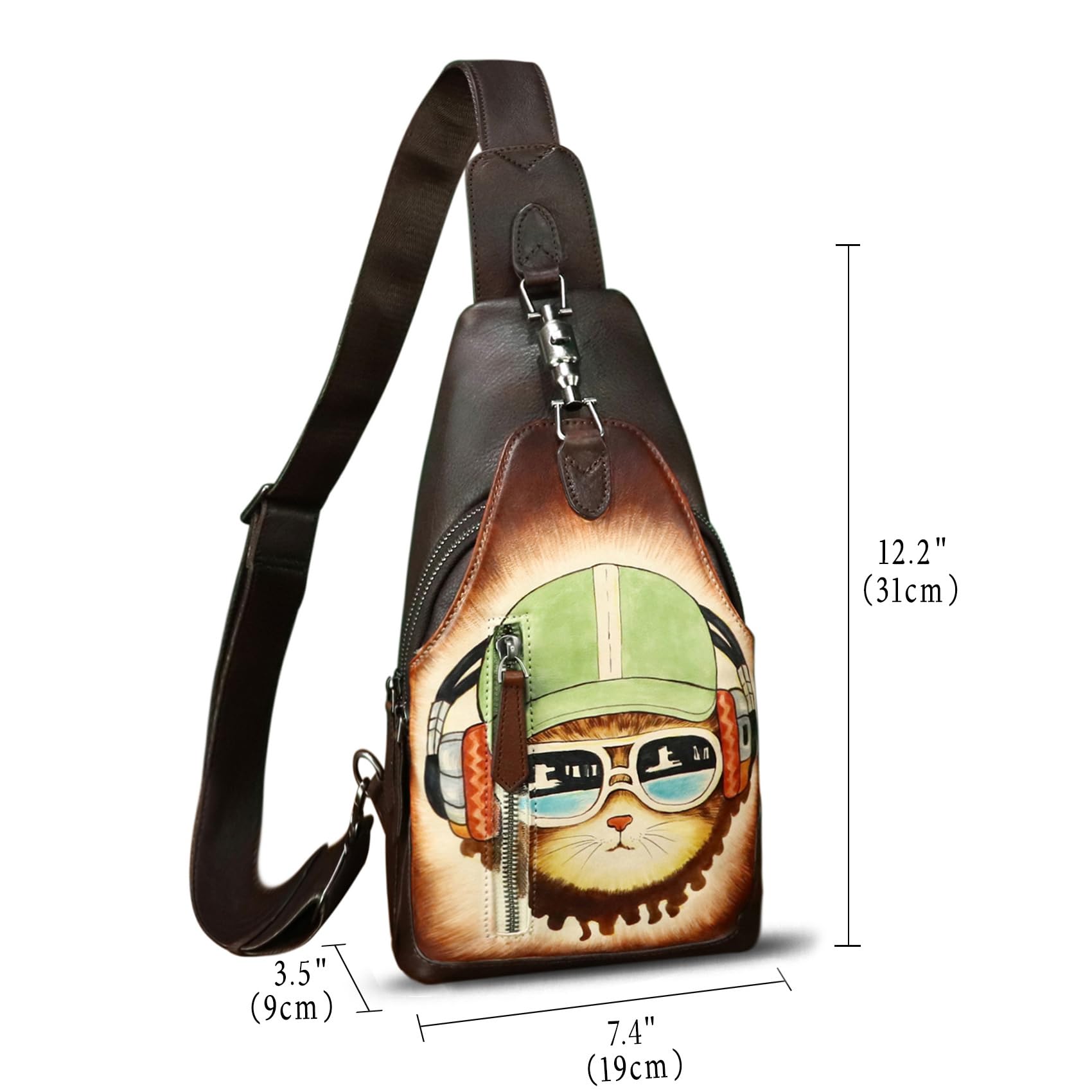 Genuine Leather Sling Bag for Men and Women Real Leather Shoulder Crossbody Bag Chest Bag Sling Backpack Purse