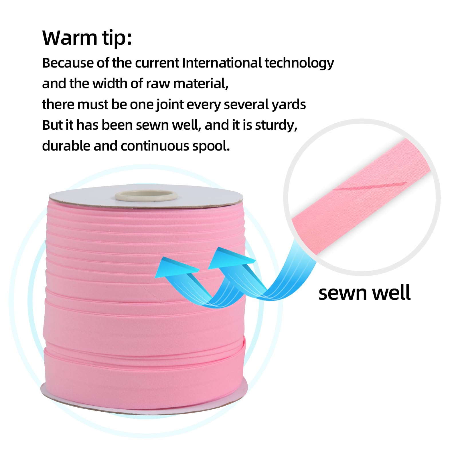 Tewadoo Bias Tape Double Fold 1/2 Inch - Black 55 Yards Polyester Binding Tape for Sewing, Quilt Binding, Hemming, Seaming and Fabric Piping