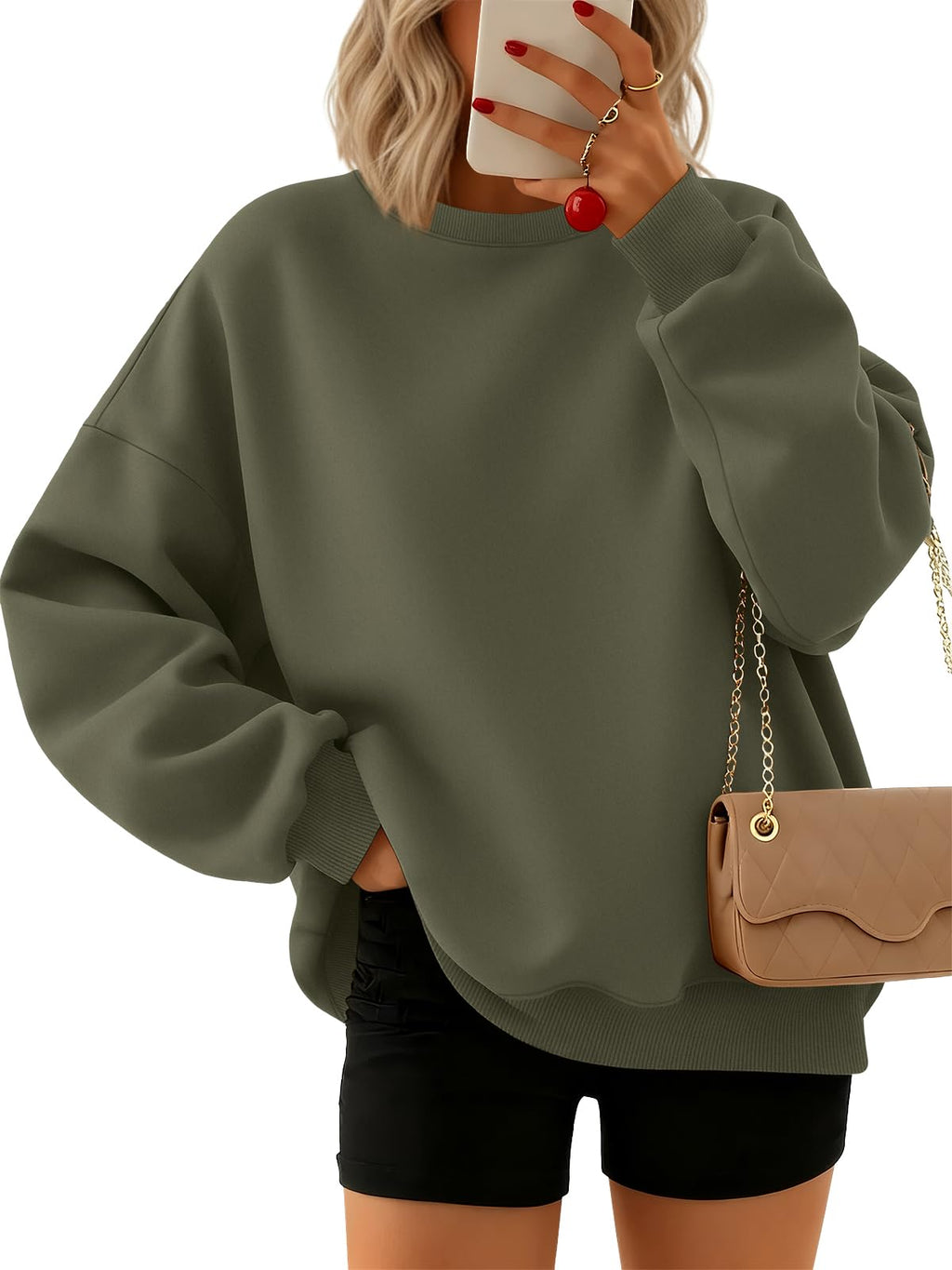 Trendy Queen Sweatshirts for Women Hoodies Oversized Crewneck Tops Sweaters Comfy Fall Winter Outfits Clothes 2026 Fashion