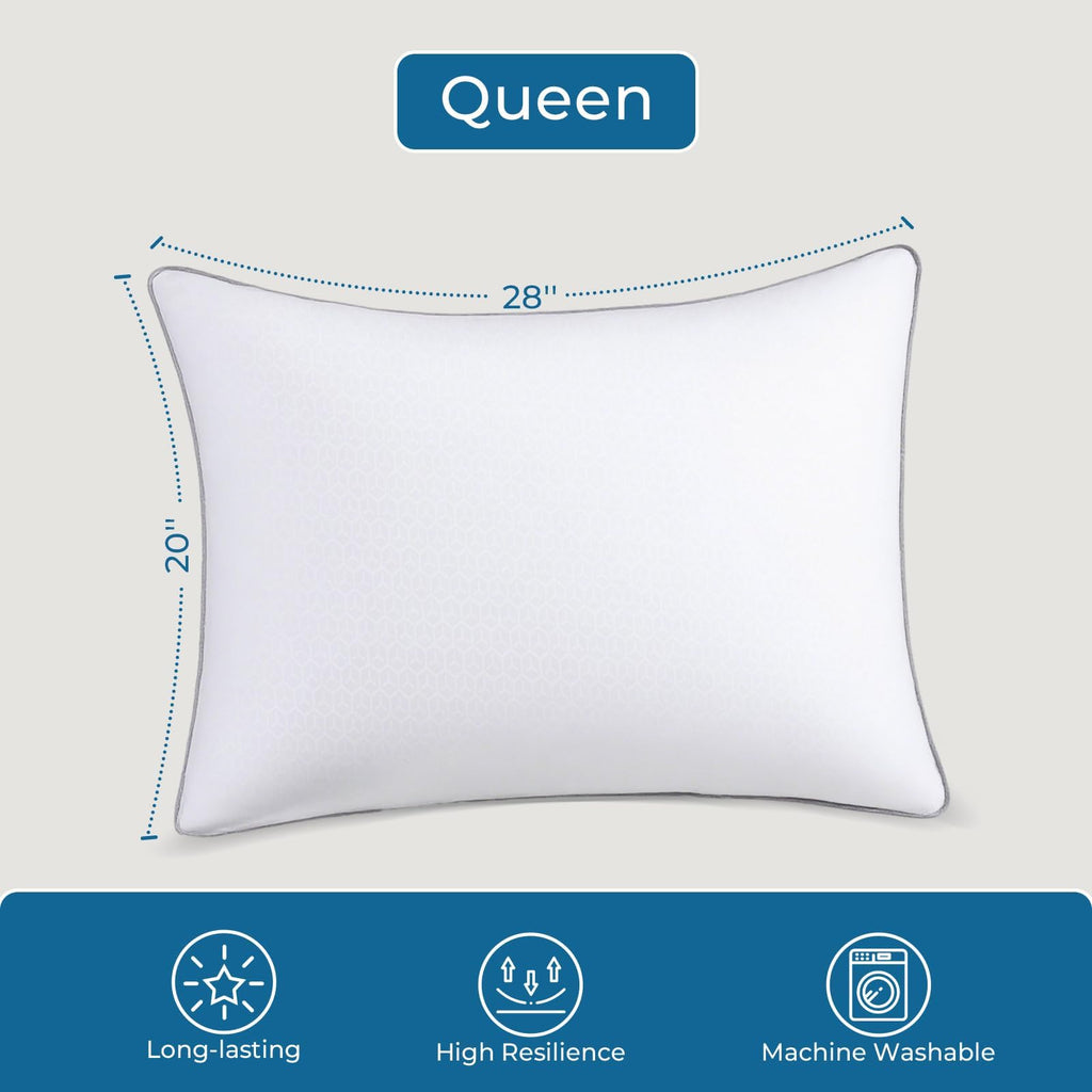 Sasttie Firm Pillows Standard Size Set of 4, Full Size Bed Pillows for Side, Back, and Stomach Sleepers - Oeko-Tex Certified Down Alternative Plump Filling - Hotel Quality and Machine Washable, 4 Pack