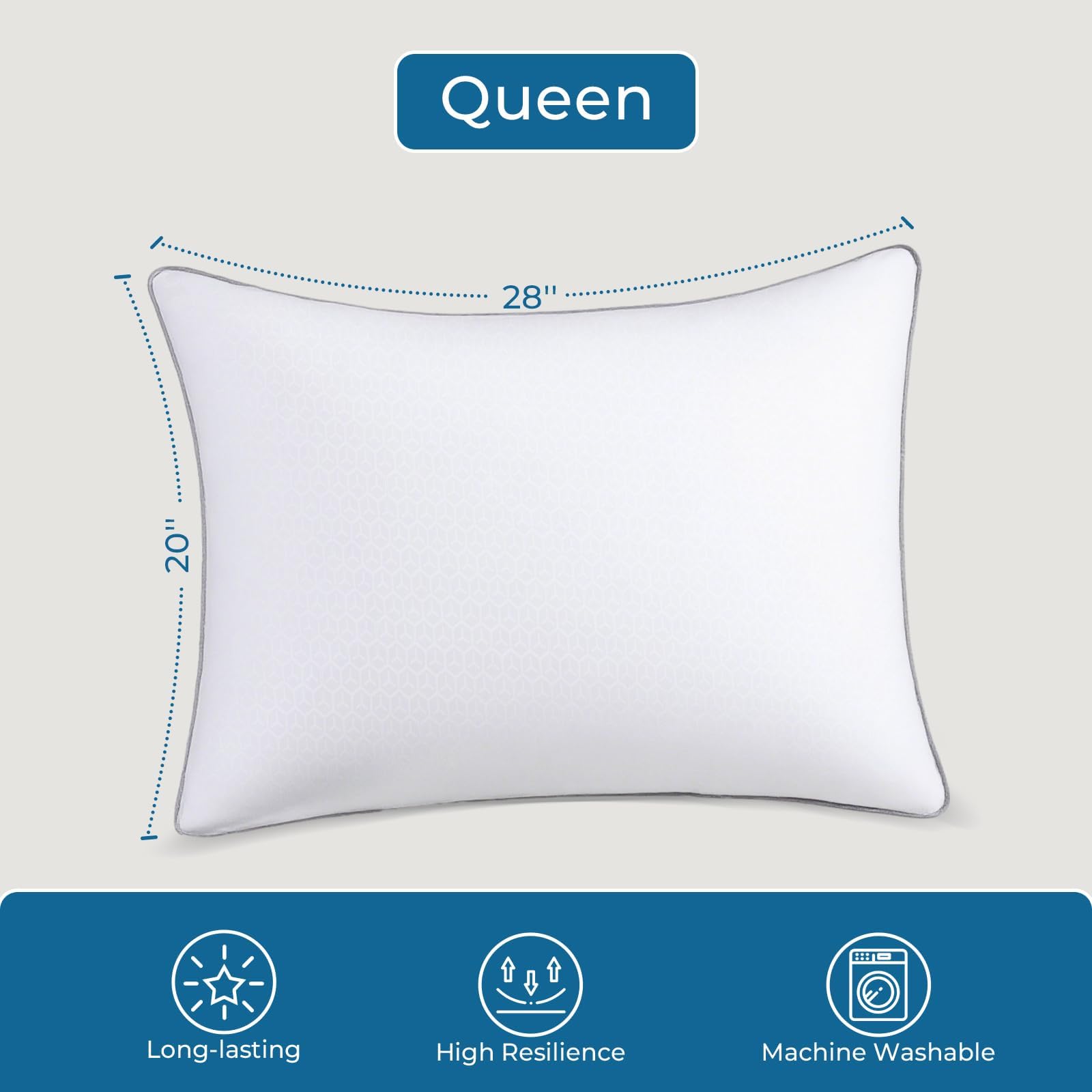 Sasttie Firm Pillows Standard Size Set of 4, Full Size Bed Pillows for Side, Back, and Stomach Sleepers - Oeko-Tex Certified Down Alternative Plump Filling - Hotel Quality and Machine Washable, 4 Pack