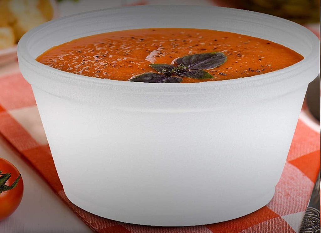 Mr Miracle Foam Bowl with Lid for Hot and Cold Foods – 4 Ounce Disposable Soup Container with Vented Lid, Great for Ice Cream, Yogurt, Soup, Takeout [50 pack]