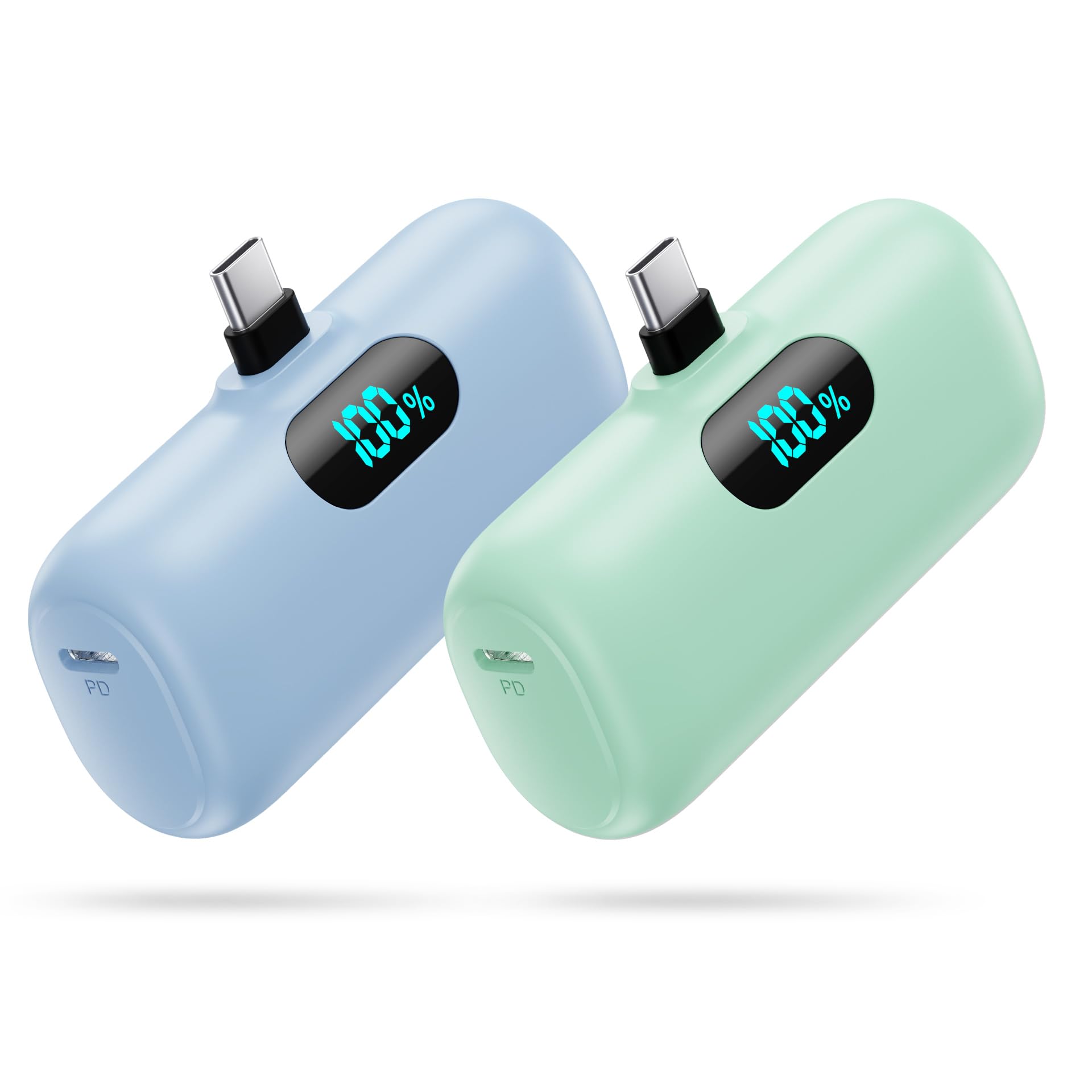 [2-Pack]Portable Charger for iPhone 17/16/15,Mini Power Bank 5000mAh PD USB C Portable Phone Charger,Travel Essential Battery Pack for iPhone 17/17 Air/16/16 pro/15/15 pro Max/Android/Samsung/Moto/LG