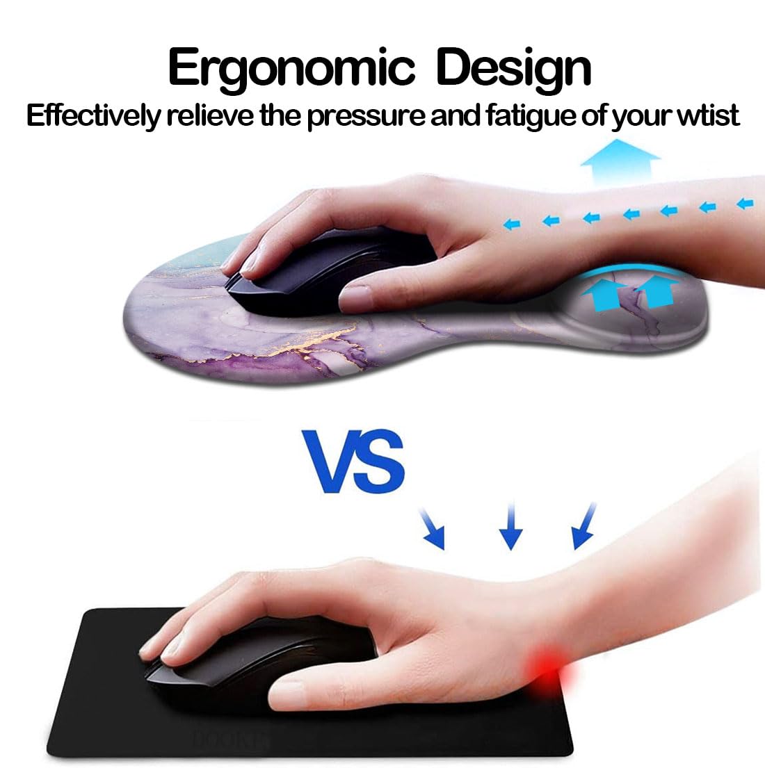 DOOKE Ergonomic Mouse Pad with Wrist Support and Coaster,Mouse Pads with Non-Slip PU Base for Home Office Working Studying Easy Typing & Pain Relief Aesthetic Art
