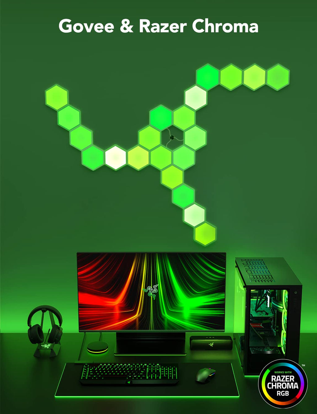 Govee Glide Hexa Light Panels, RGBIC Hexagon LED Wall Lights, Wi-Fi Smart Home Creative Wall Lights with Music Sync, Works with Alexa Google Assistant for Indoor Gaming Decor, 10 Pack