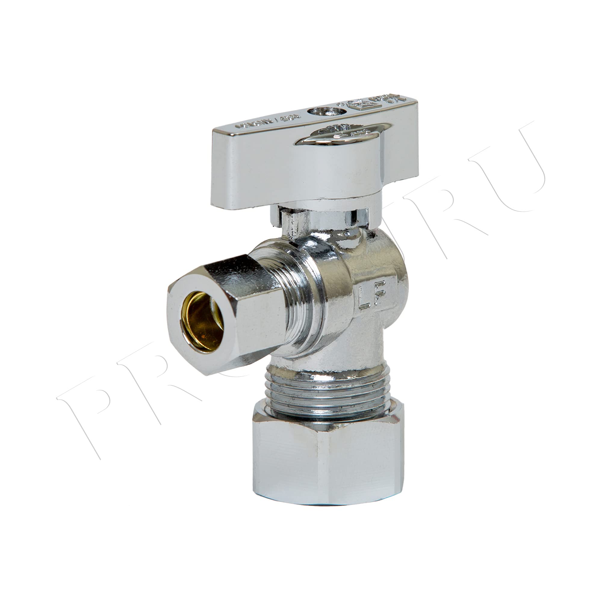 [2-Pack] PROCURU Heavy Duty Angle Stop Valve 1/2" Nom (5/8" OD) Comp x 3/8" OD Comp, 1/4-Turn Operation (PCAS12-2P)