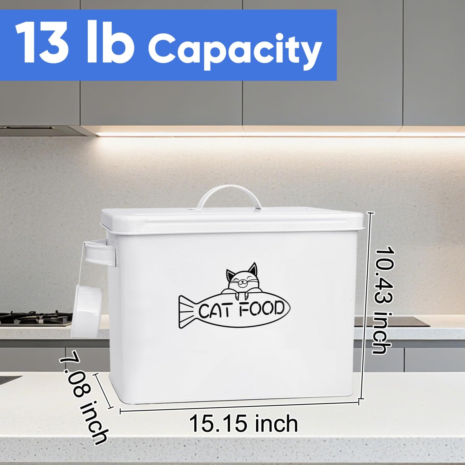 Vumdua Dog and Cat Food Storage Container, Farmhouse Pet Food Containers with Lid and Dry Food Scoop, Durable Airtight Great Gift for Pet Owners
