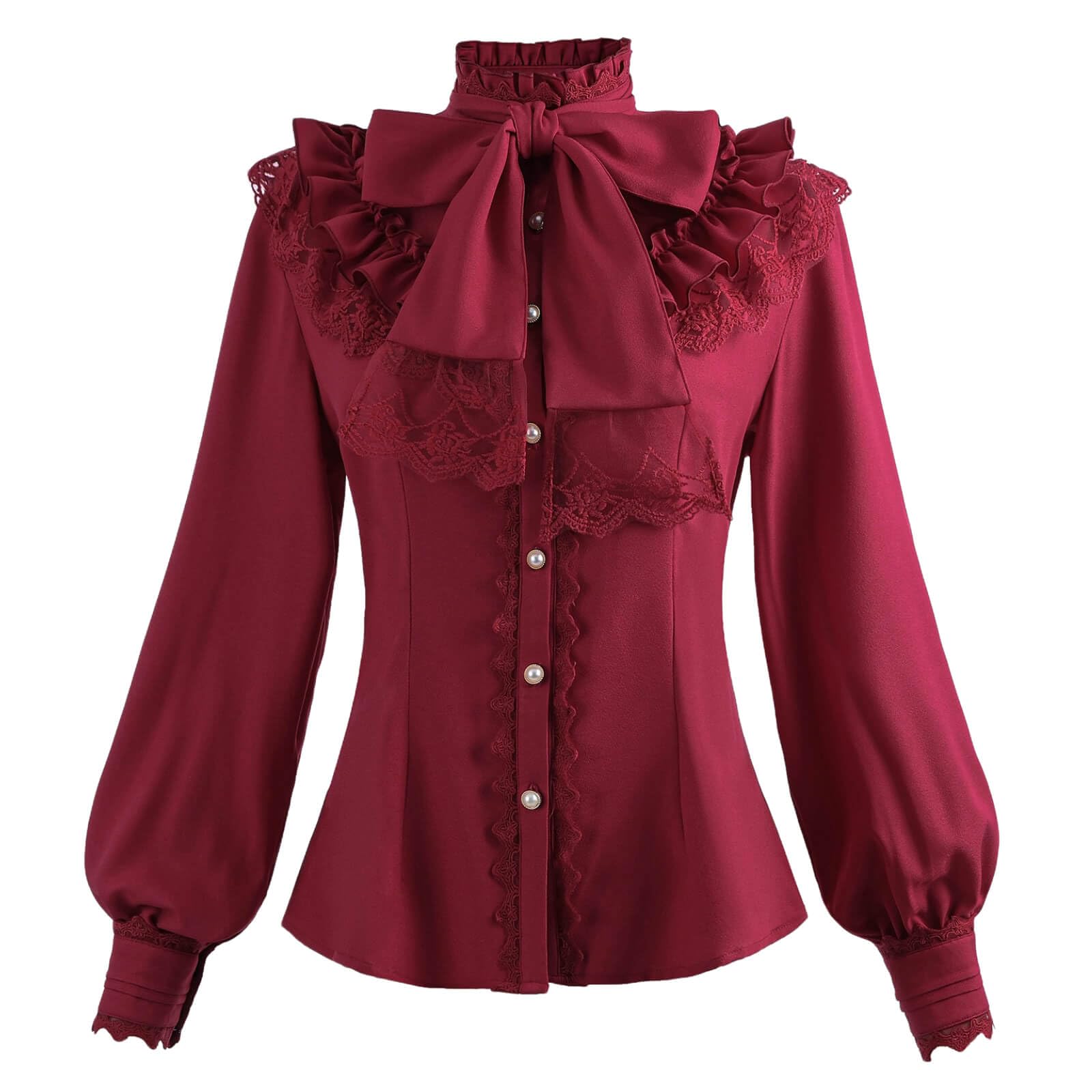 Nuoqi Victorian Blouse Womens Gothic Shirt Vintage Long Sleeve Lotus Ruffle Tops