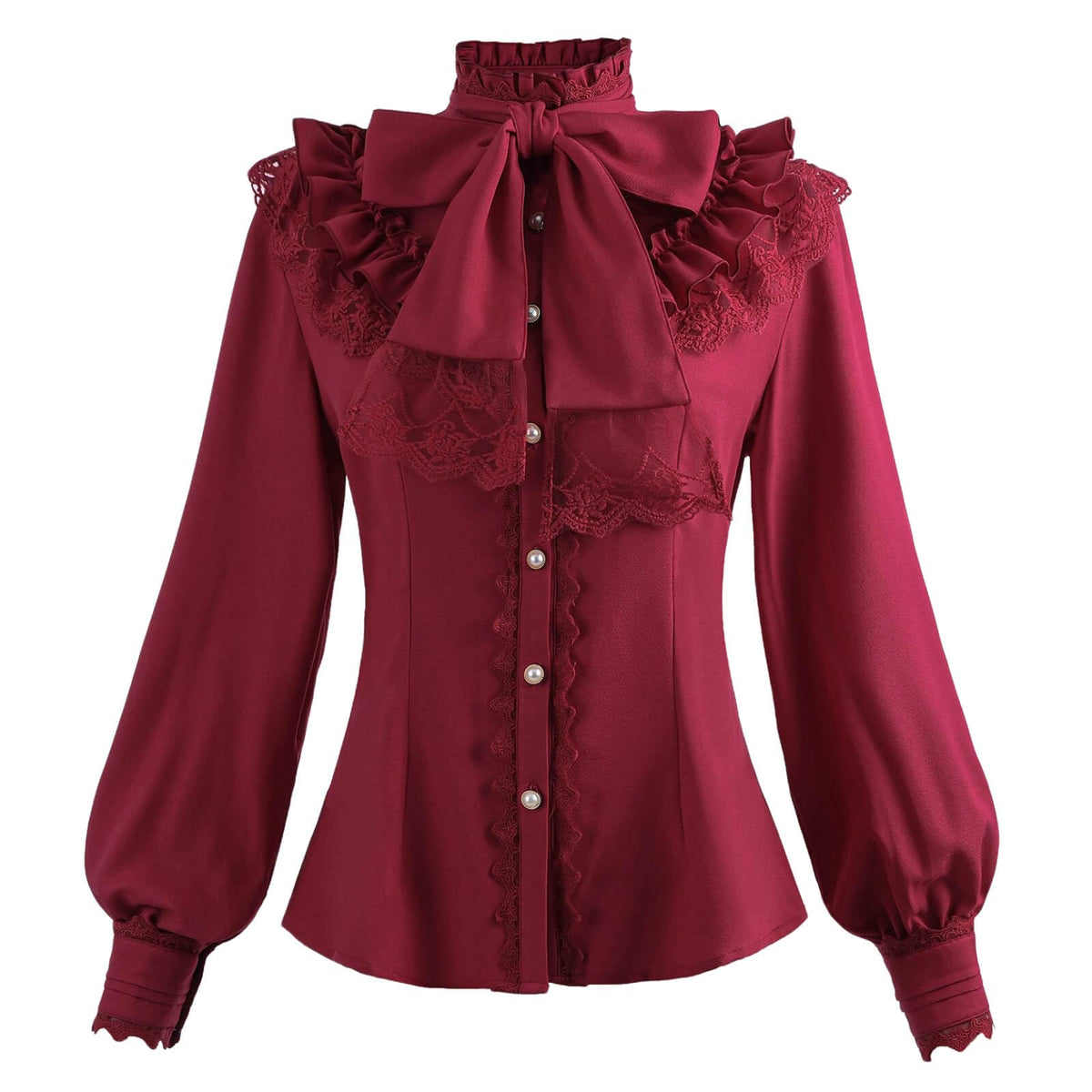 Nuoqi Victorian Blouse Womens Gothic Shirt Vintage Long Sleeve Lotus Ruffle Tops