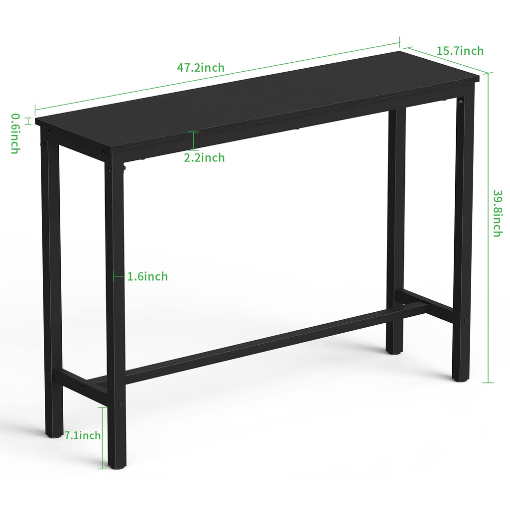 Mr IRONSTONE Bar Table, 47" Pub High Top Table Rectangular Bar Height Table Sofa Console/Dining Coffee Table, for Narrow Space, Living Room, Vintage