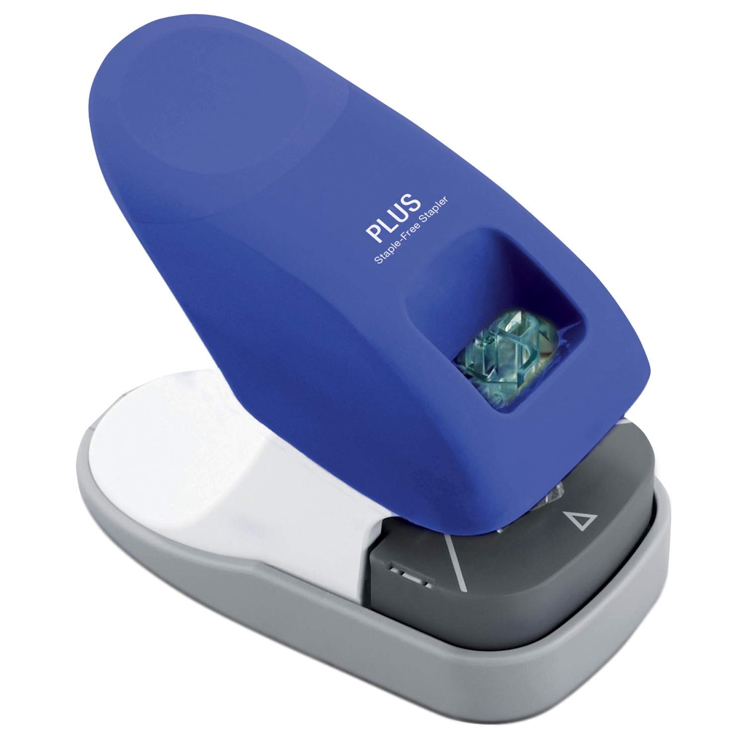 Plus Paper Clinch Compact Staple-Free Stapler, Blue Turquoise