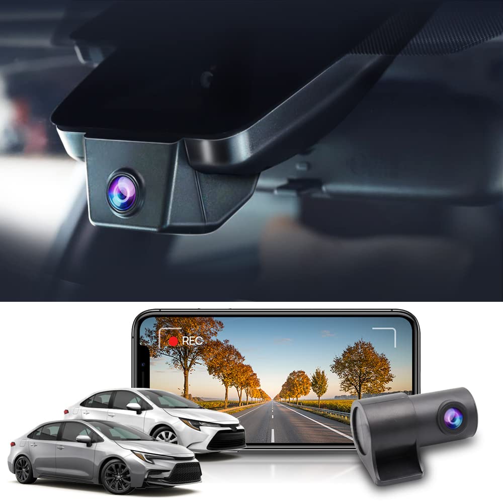 Fitcamx Front 2K+Rear 1080P Dash Cam Adapts for Toyota Corolla 2023-2026 Sedan Hybrid Hatchback, OEM Style, Dual HD Video, Built-in WiFi & APP, Loop Recording, G-Sensor, Easy to Set, 64GB Card
