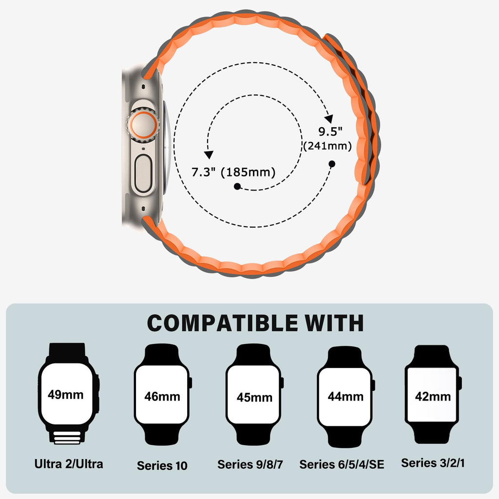 Bisikor Compatible with Apple Watch Band 49 46 45 44 42 41 40 38mm, Double Sided Wearable Silicone Magnetic Strap for iWatch Ultra SE Series 11 10 9 8 7 6 5 4 3 2 1 (38/40/41/42, Beige/Gray)